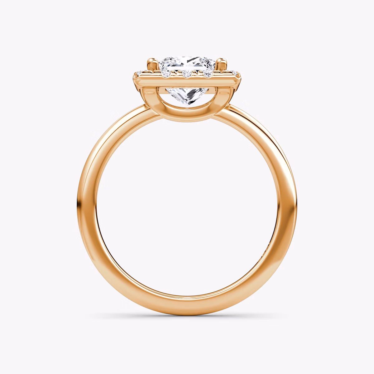 The Halo | Princess | 14k | Rose Gold | bandAccent: Plain | haloSize: large | diamondOrientation: vertical | caratWeight: other