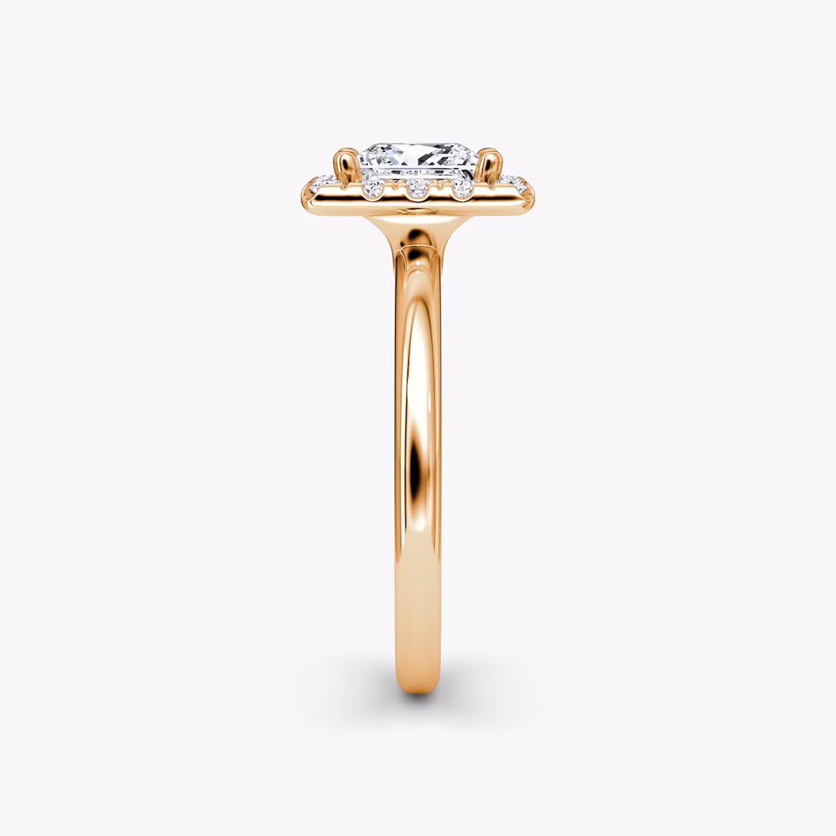 The Halo | Princess | 14k | Rose Gold | bandAccent: Plain | haloSize: large | diamondOrientation: vertical | caratWeight: other