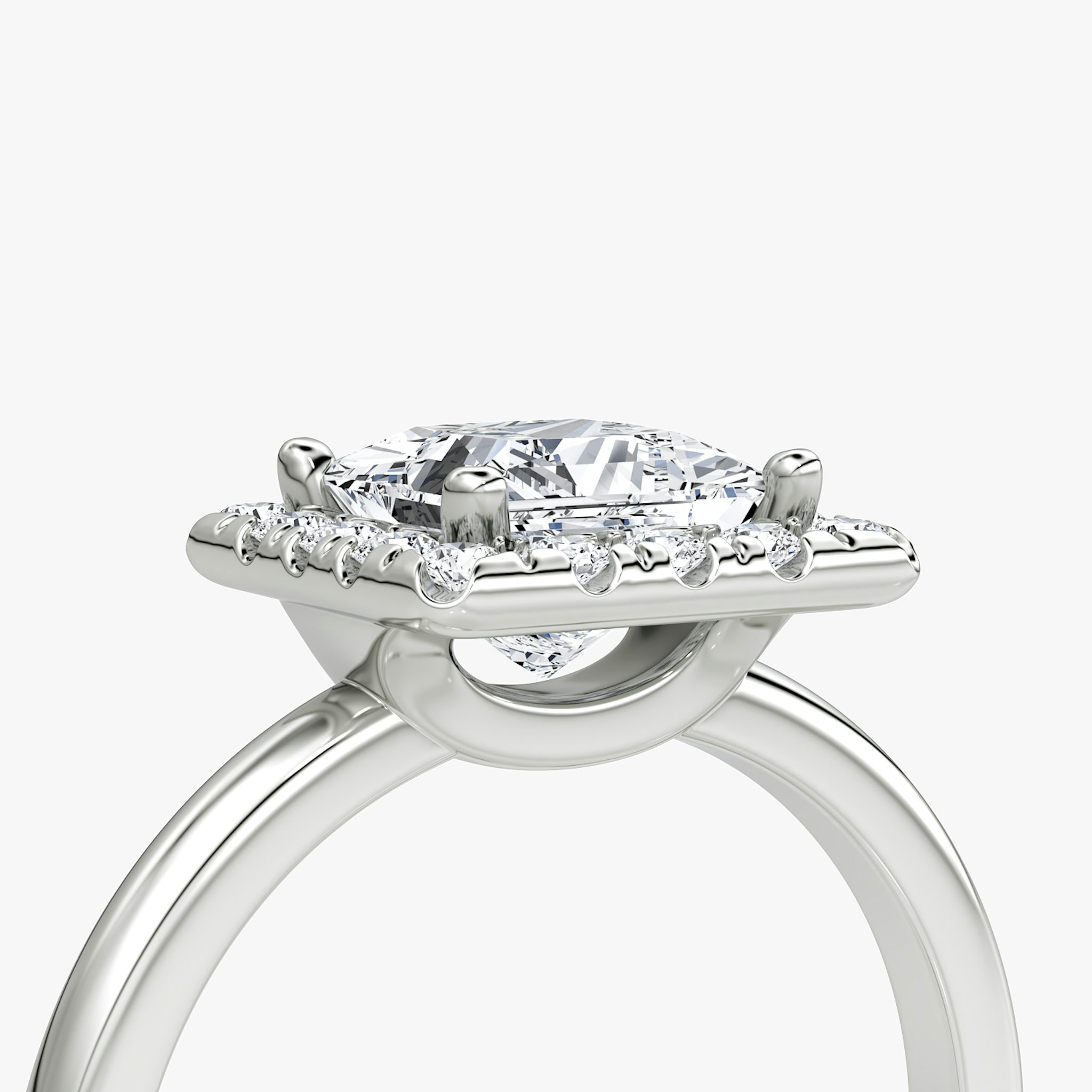 The Halo | Princess | 18k | White Gold | bandAccent: Plain | haloSize: large | diamondOrientation: vertical | caratWeight: other