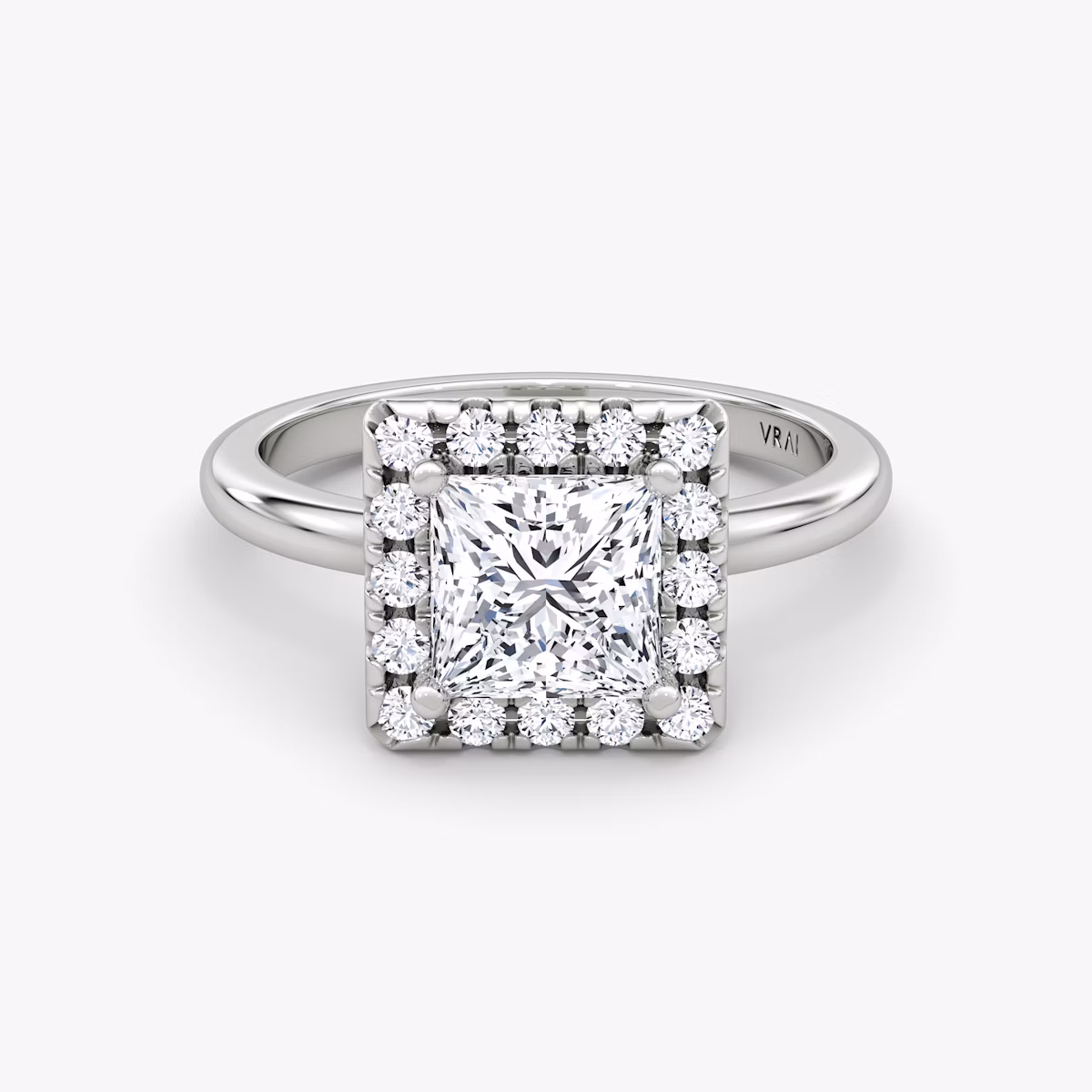 The Halo | Princess | 18k | White Gold | bandAccent: Plain | haloSize: large | diamondOrientation: vertical | caratWeight: other