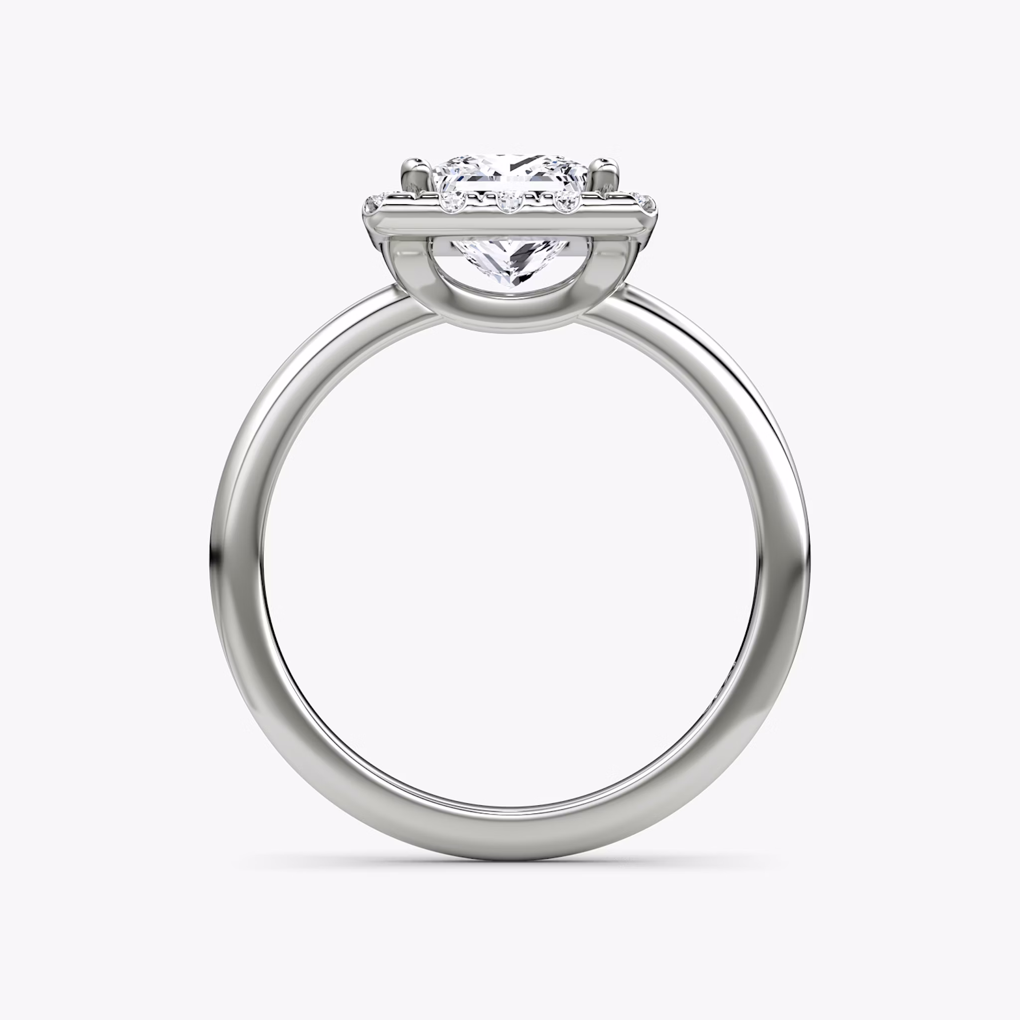 The Halo | Princess | 18k | White Gold | bandAccent: Plain | haloSize: large | diamondOrientation: vertical | caratWeight: other