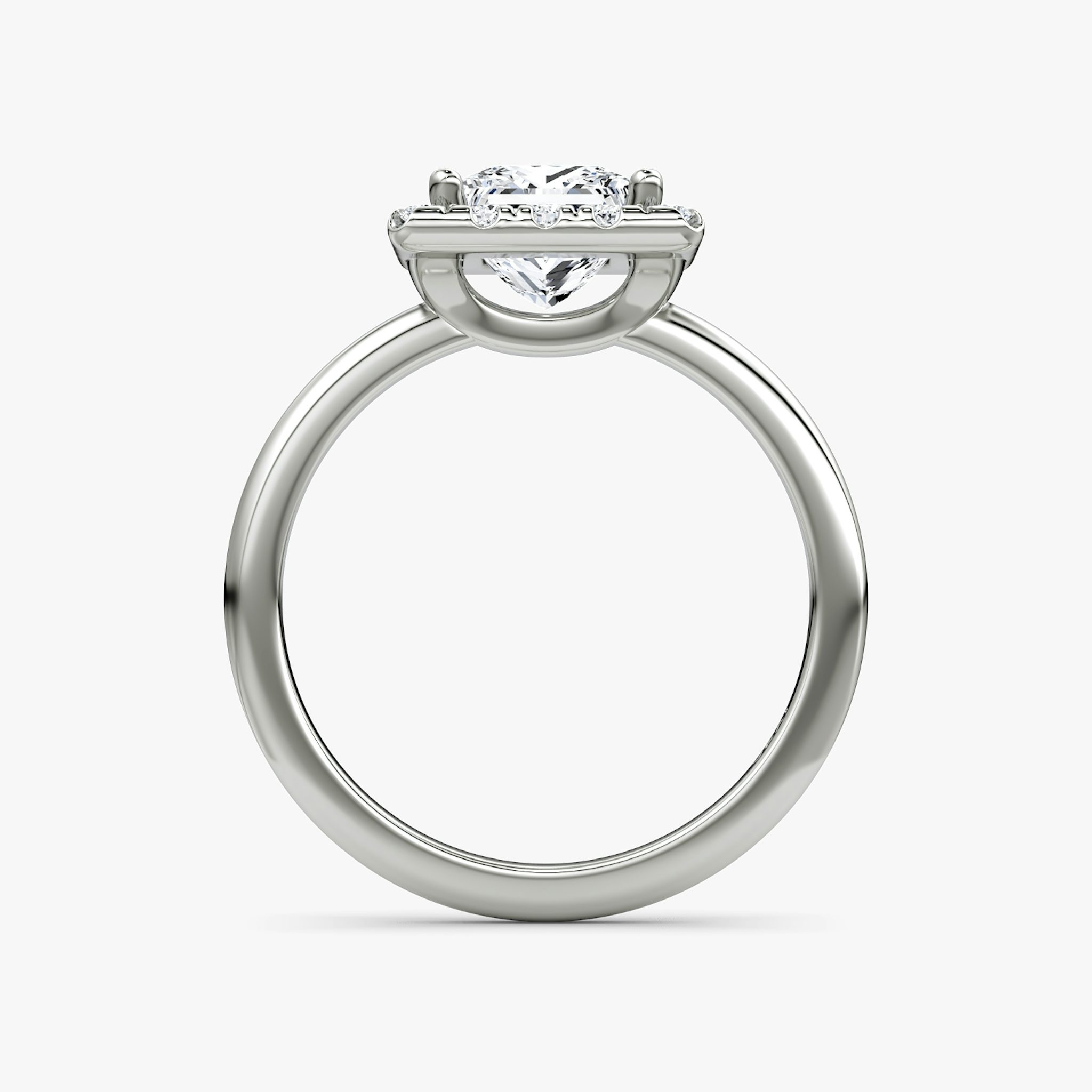 The Halo | Princess | 18k | White Gold | bandAccent: Plain | haloSize: large | diamondOrientation: vertical | caratWeight: other