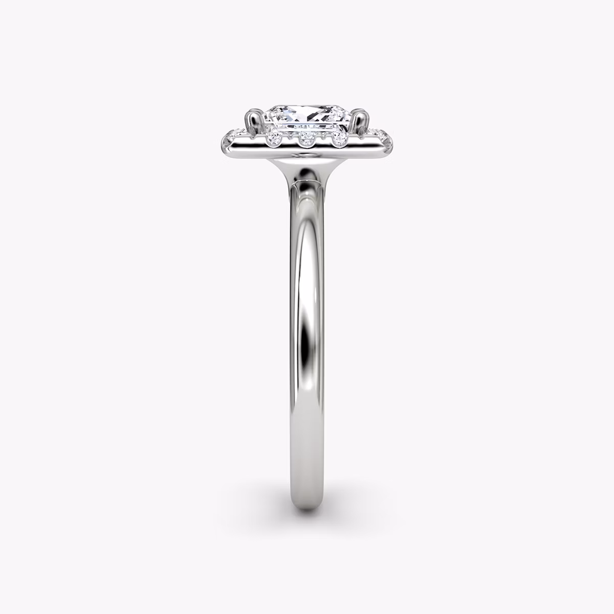 The Halo | Princess | 18k | White Gold | bandAccent: Plain | haloSize: large | diamondOrientation: vertical | caratWeight: other