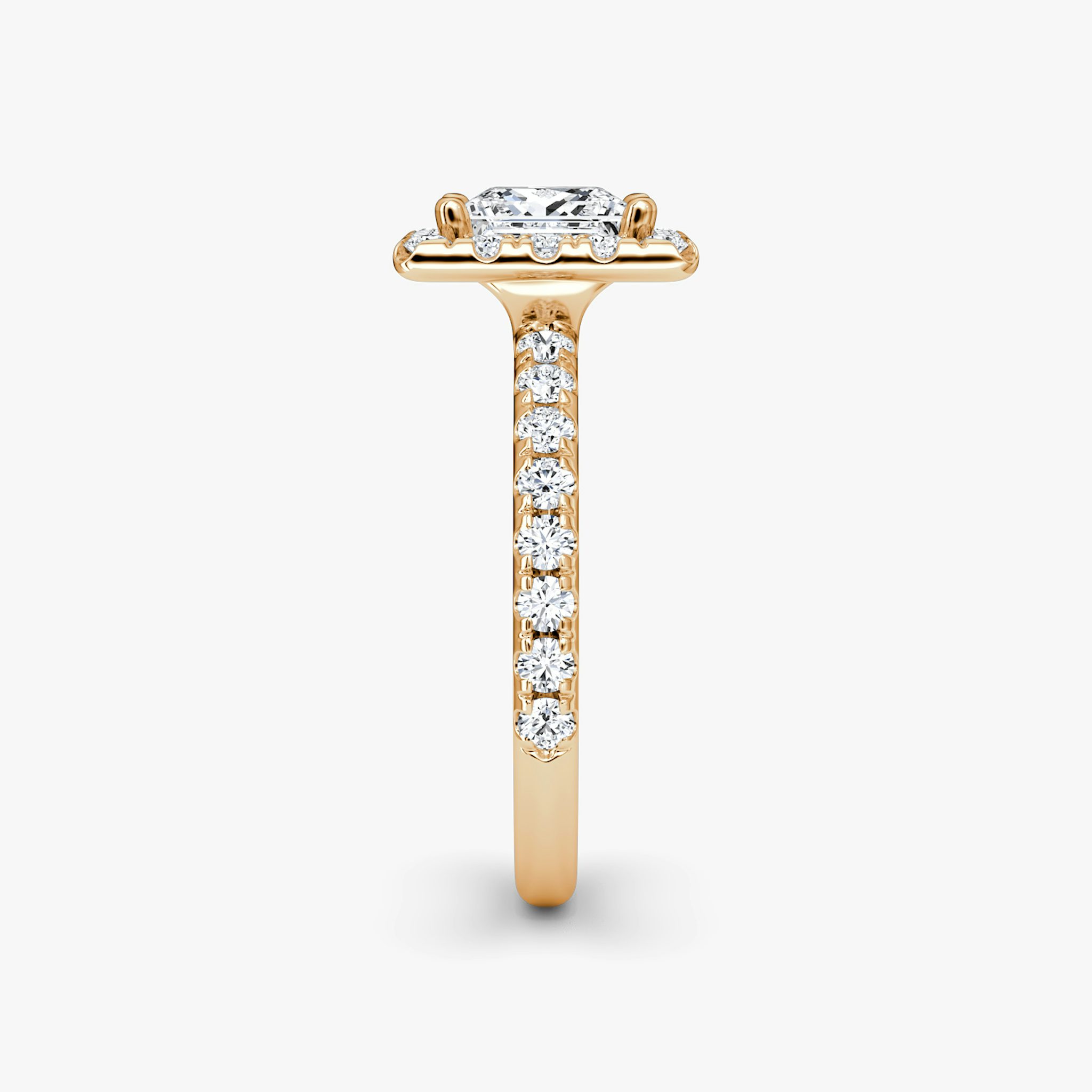 The Halo | Princess | 14k | Rose Gold | bandAccent: Pavé | haloSize: large | diamondOrientation: vertical | caratWeight: other