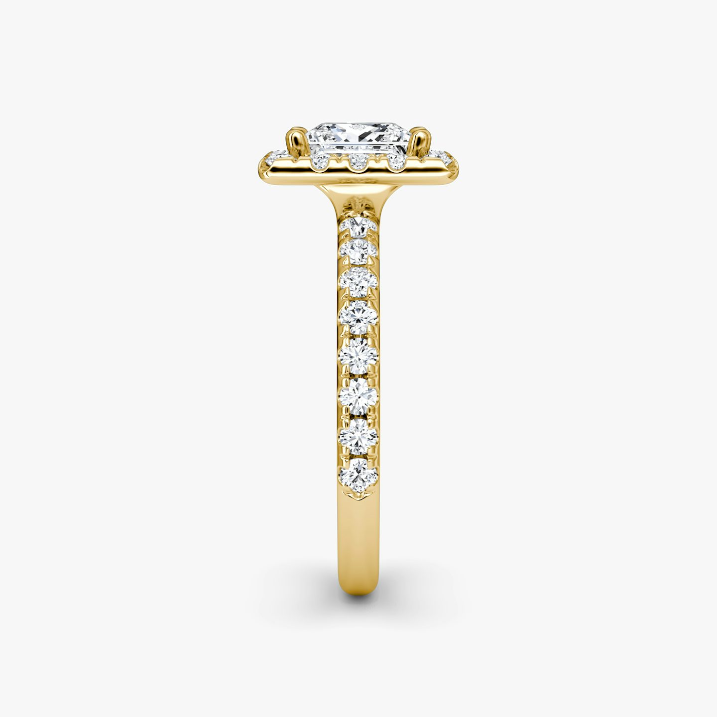 The Halo | Princess | 18k | Yellow Gold | bandAccent: Pavé | haloSize: large | diamondOrientation: vertical | caratWeight: other