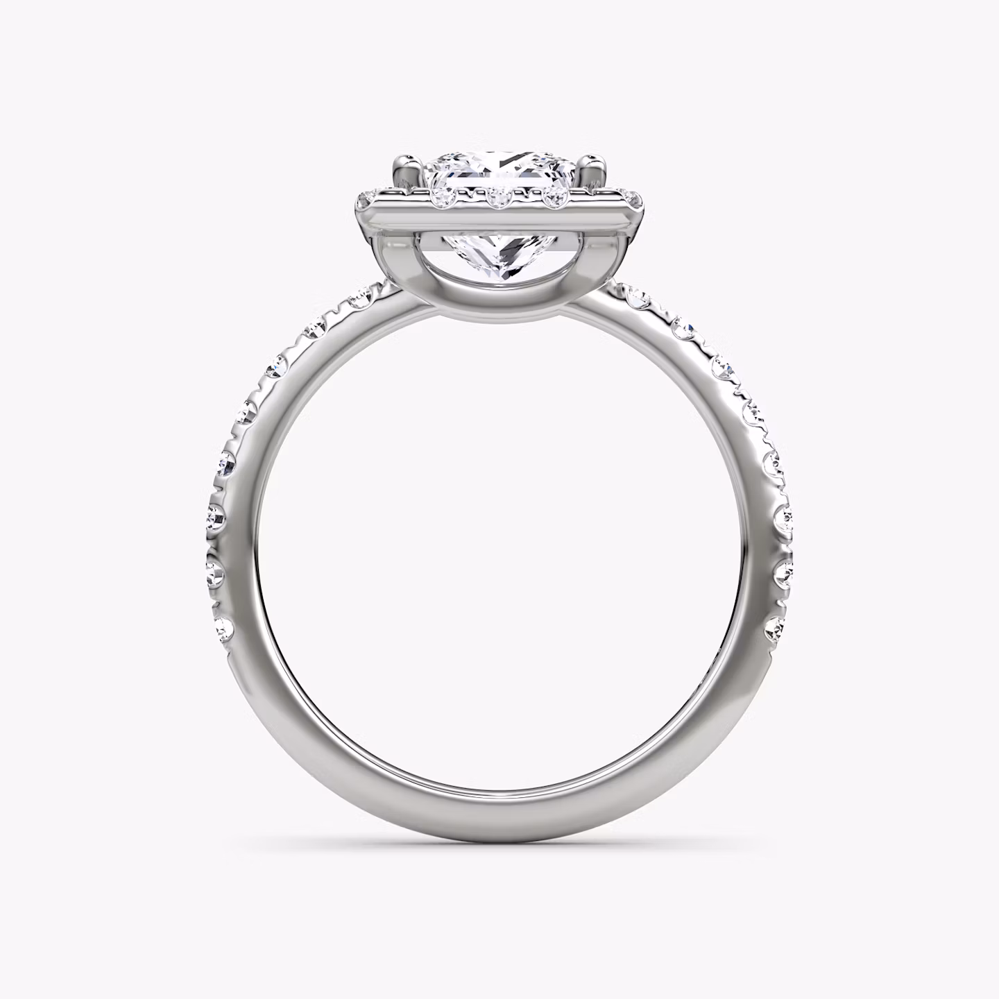 The Halo | Princess | Platinum | bandAccent: Pavé | haloSize: large | diamondOrientation: vertical | caratWeight: other