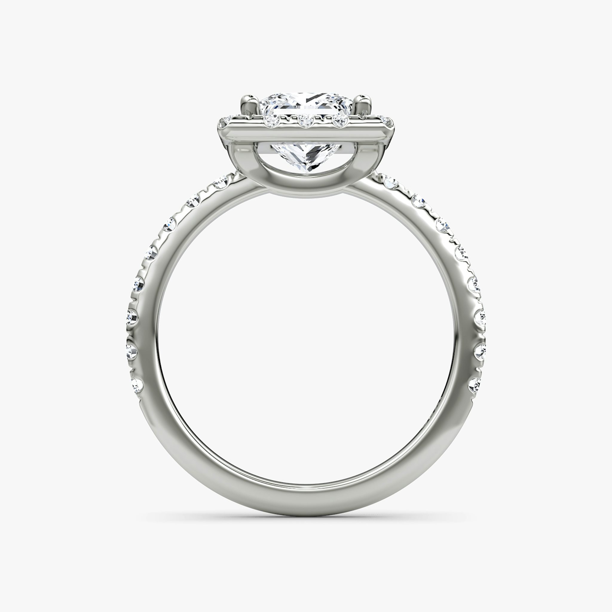 The Halo | Princess | 18k | White Gold | bandAccent: Pavé | haloSize: large | diamondOrientation: vertical | caratWeight: other