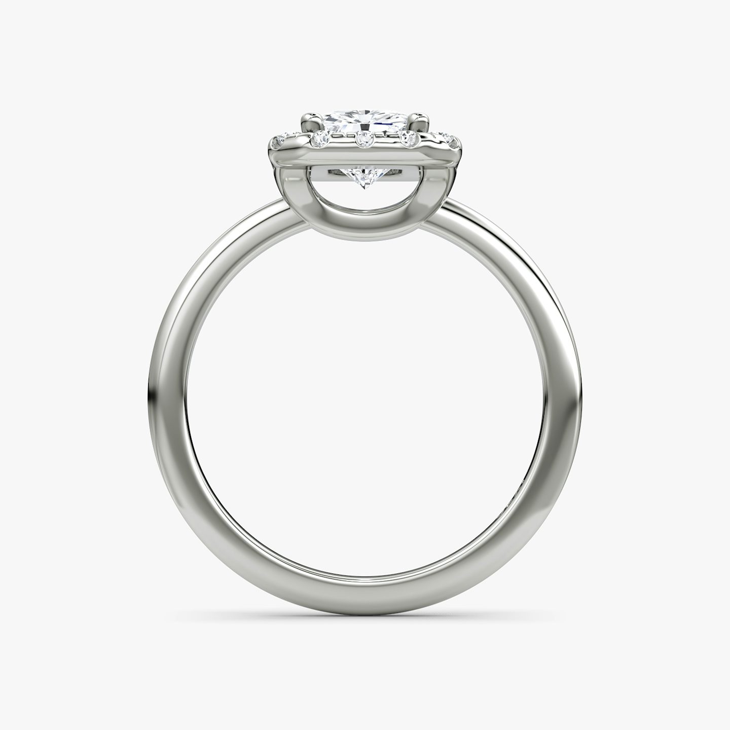Anillo de compromiso Halo | Radiante | Platino | bandAccent: Simple | haloSize: large | diamondOrientation: vertical | caratWeight: other
