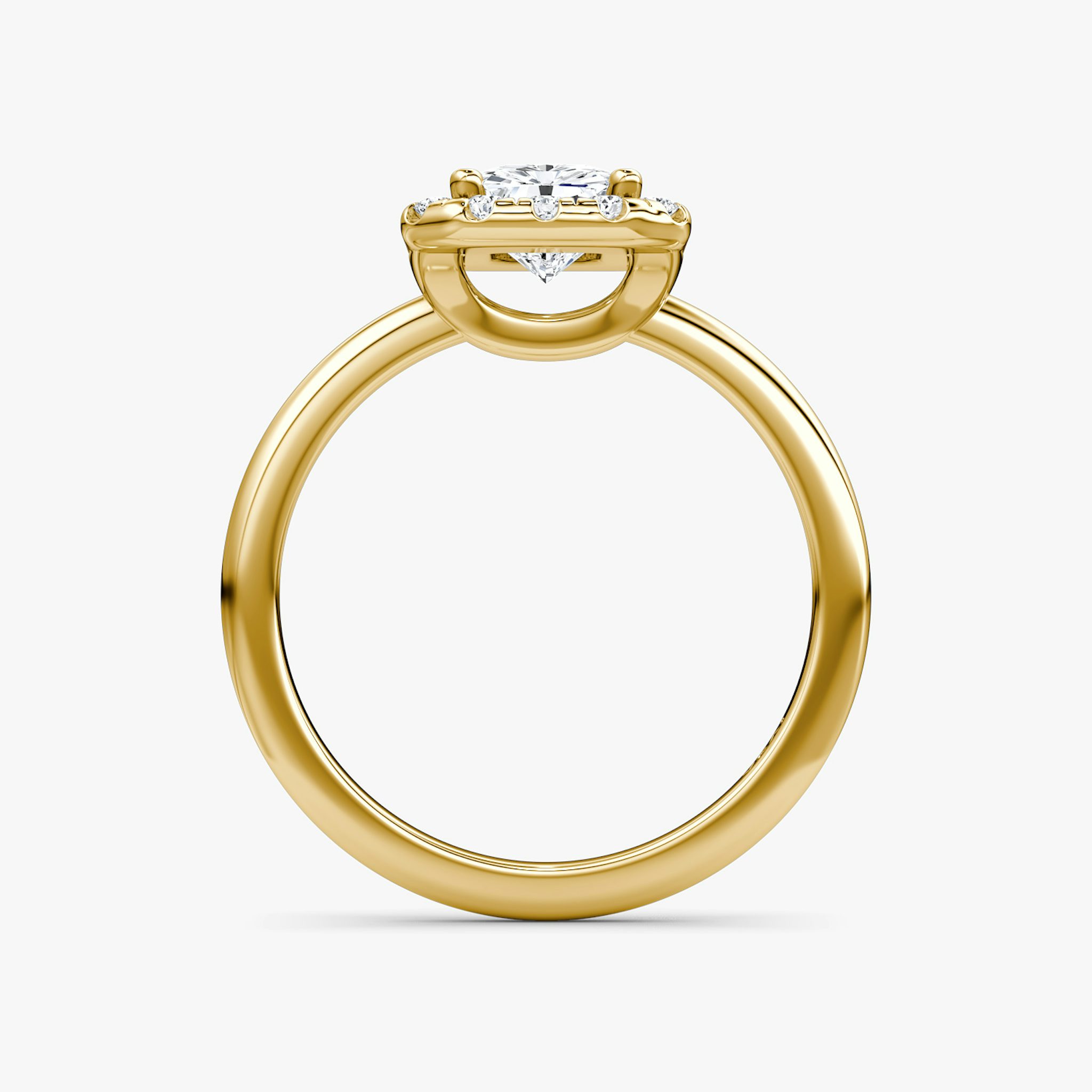 The Halo | Radiant | 18k | Yellow Gold | bandAccent: Plain | haloSize: large | diamondOrientation: vertical | caratWeight: other