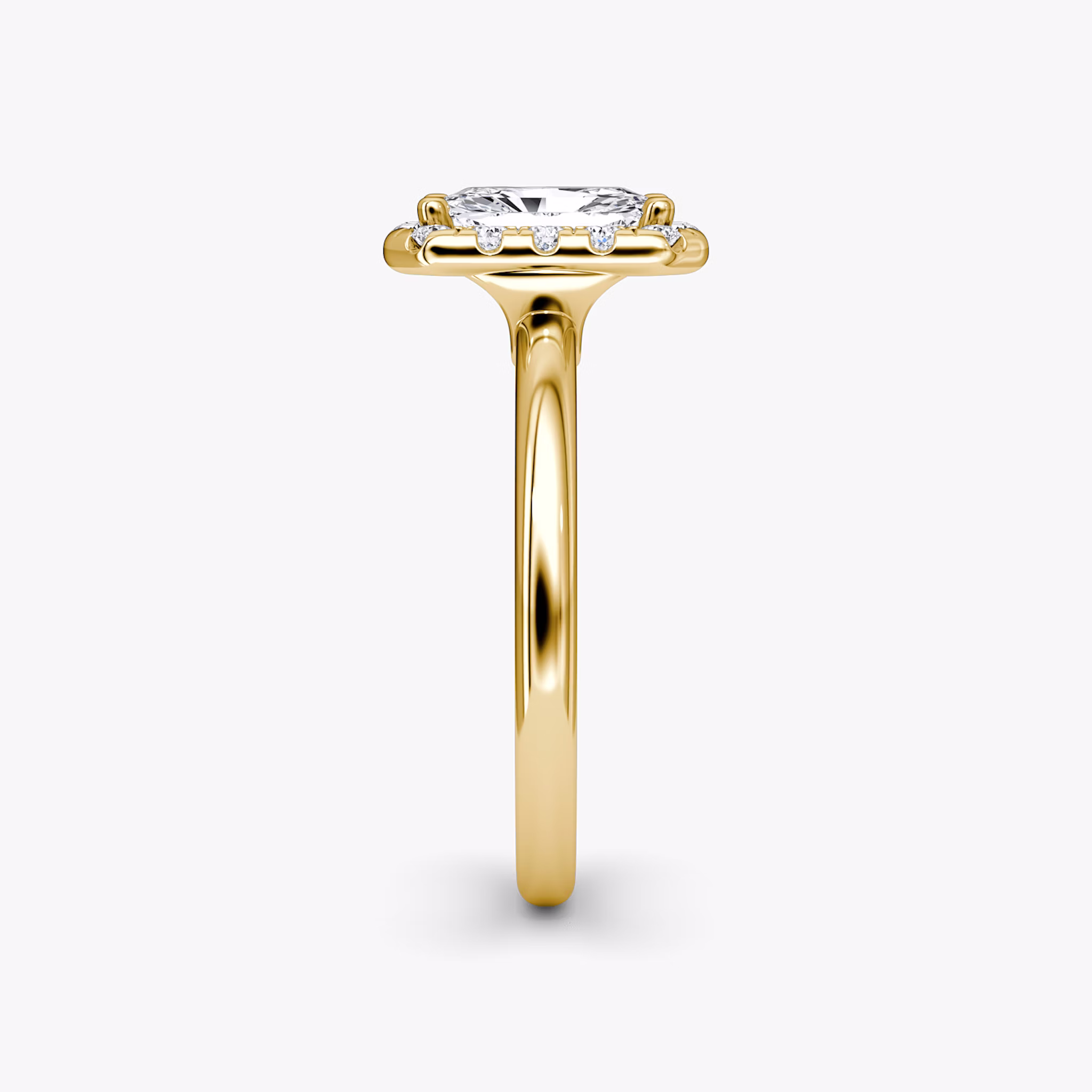 The Halo | Radiant | 18k | Yellow Gold | bandAccent: Plain | haloSize: large | diamondOrientation: vertical | caratWeight: other