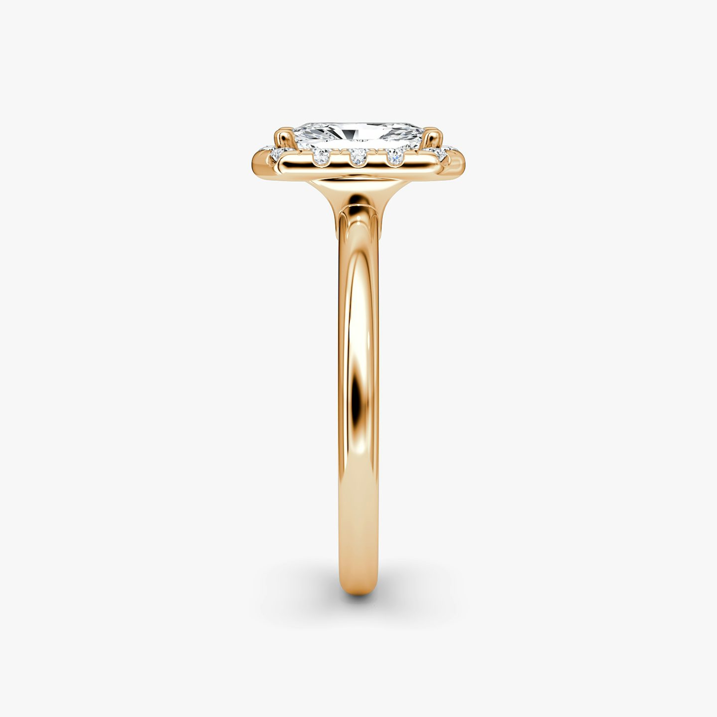 The Halo | Radiant | 14k | Rose Gold | bandAccent: Plain | haloSize: large | diamondOrientation: vertical | caratWeight: other