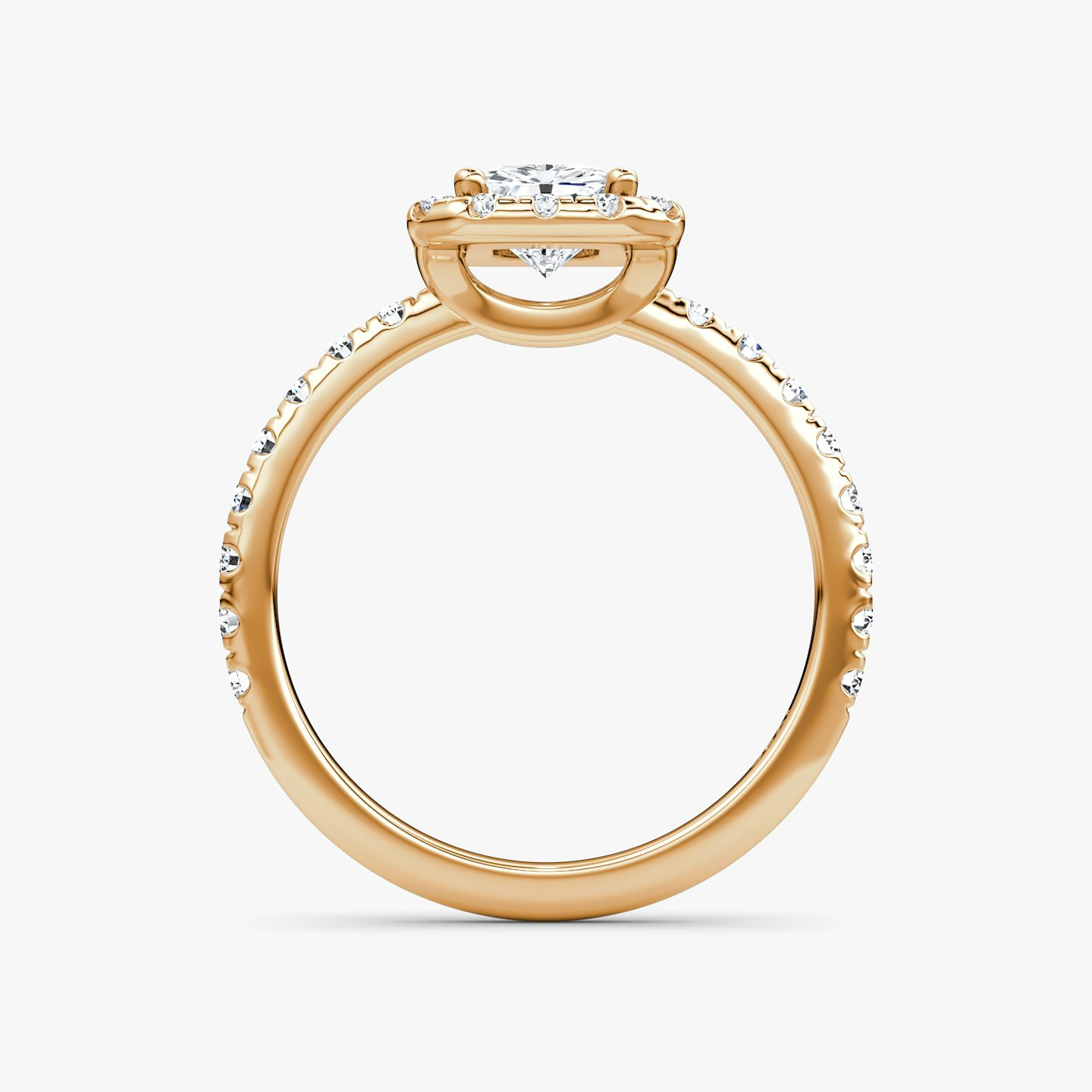 The Halo | Radiant | 14k | Rose Gold | bandAccent: Pavé | haloSize: large | diamondOrientation: vertical | caratWeight: other