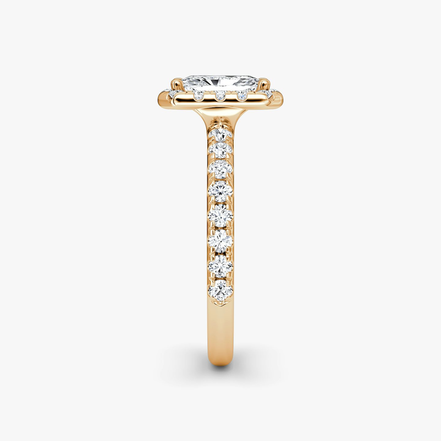 The Halo | Radiant | 14k | Rose Gold | bandAccent: Pavé | haloSize: large | diamondOrientation: vertical | caratWeight: other