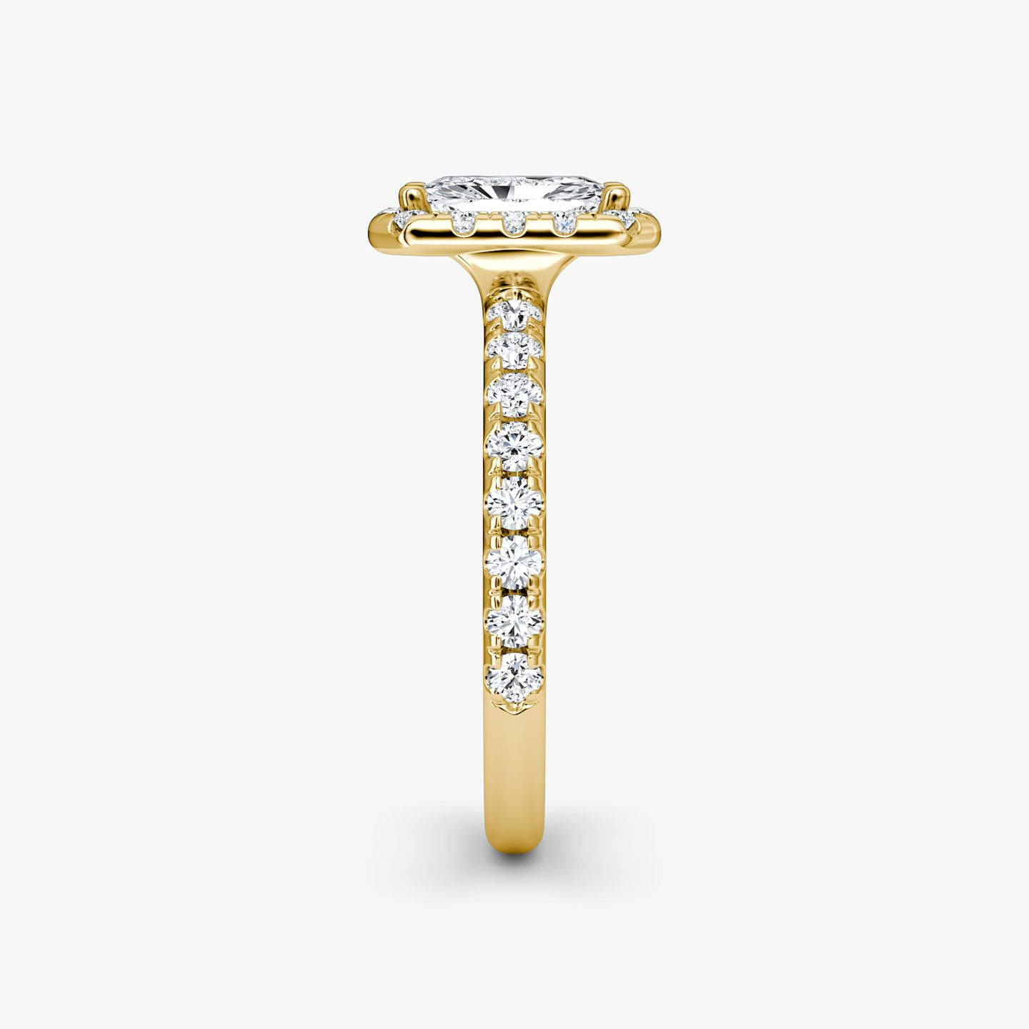 The Halo | Radiant | 18k | Yellow Gold | bandAccent: Pavé | haloSize: large | diamondOrientation: vertical | caratWeight: other