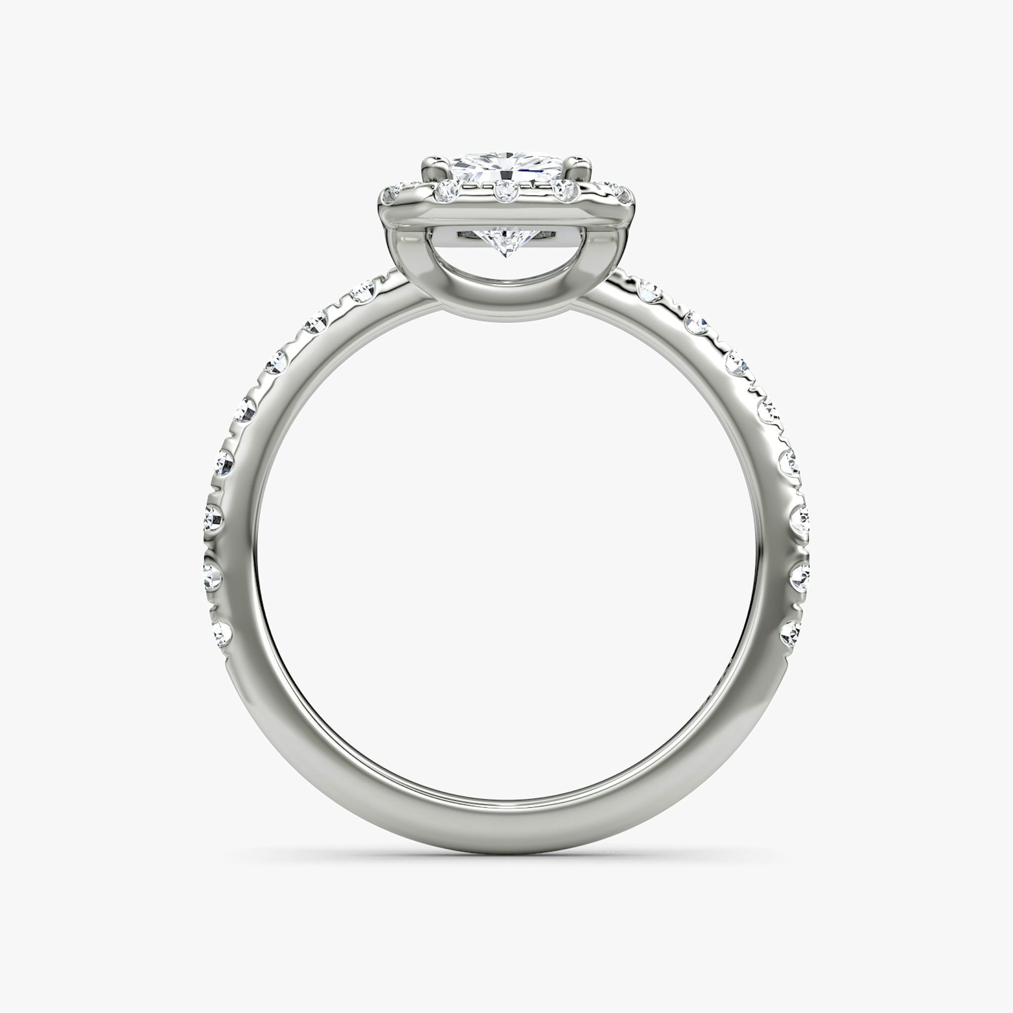 The Halo | Radiant | 18k | White Gold | bandAccent: Pavé | haloSize: large | diamondOrientation: vertical | caratWeight: other
