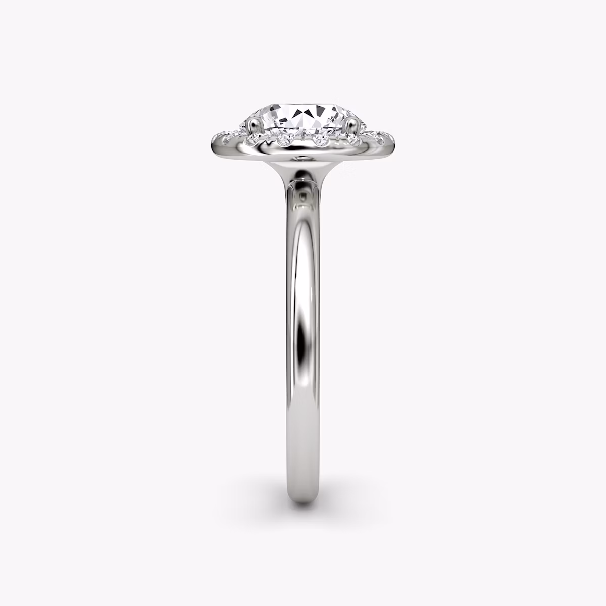 The Halo | Round Brilliant | 18k | White Gold | bandAccent: Plain | caratWeight: 2.0ct | haloSize: large | diamondOrientation: vertical