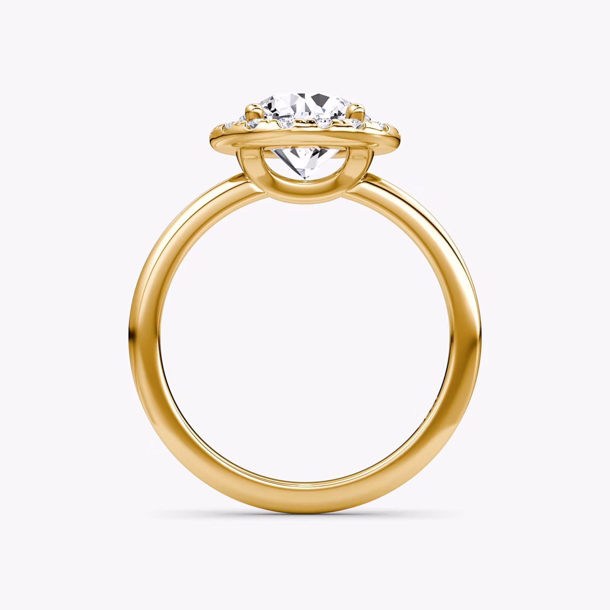 The Halo | Round Brilliant | 18k | Yellow Gold | bandAccent: Plain | caratWeight: 2.0ct | haloSize: large | diamondOrientation: vertical