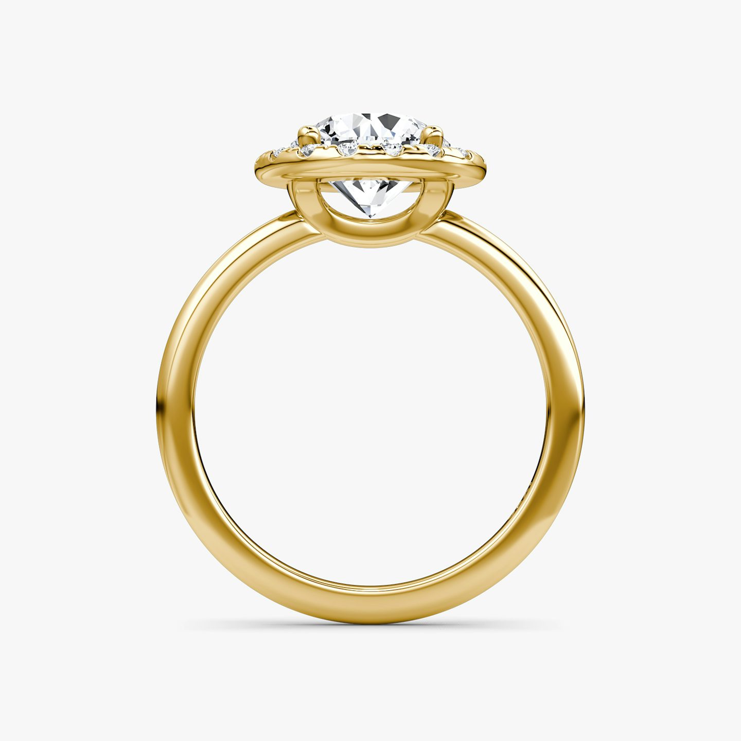 The Halo | Round Brilliant | 18k | Yellow Gold | bandAccent: Plain | caratWeight: other | haloSize: large | diamondOrientation: vertical