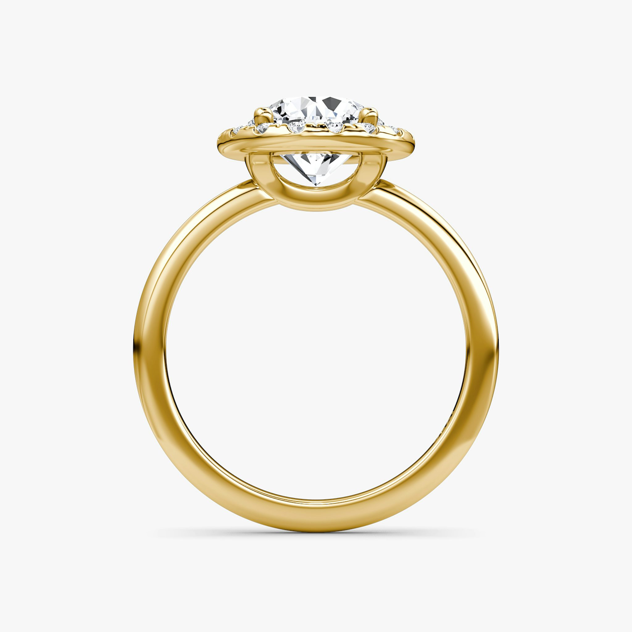 The Halo | Round Brilliant | 18k | Yellow Gold | bandAccent: Plain | caratWeight: 1.5ct | haloSize: large | diamondOrientation: vertical
