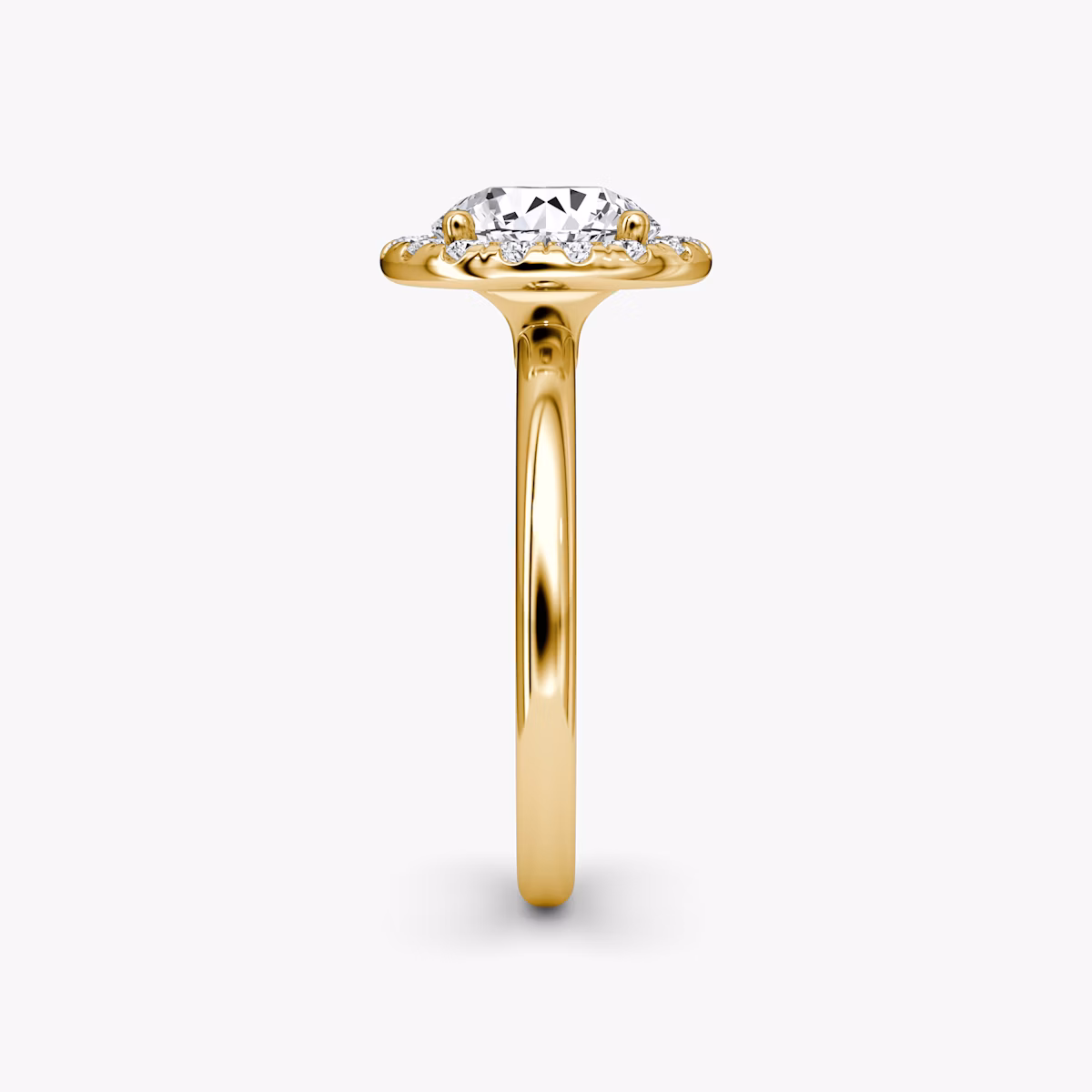 The Halo | Round Brilliant | 18k | Yellow Gold | bandAccent: Plain | caratWeight: 2.0ct | haloSize: large | diamondOrientation: vertical