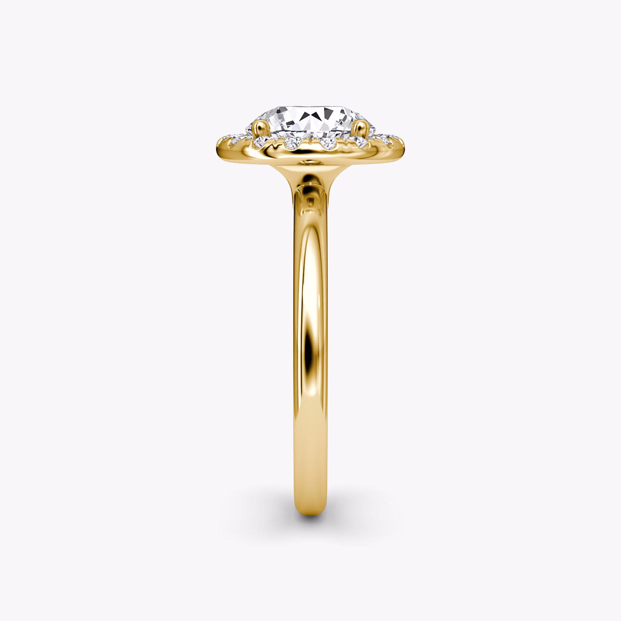 The Halo | Round Brilliant | 18k | Yellow Gold | bandAccent: Plain | caratWeight: 1.5ct | haloSize: large | diamondOrientation: vertical