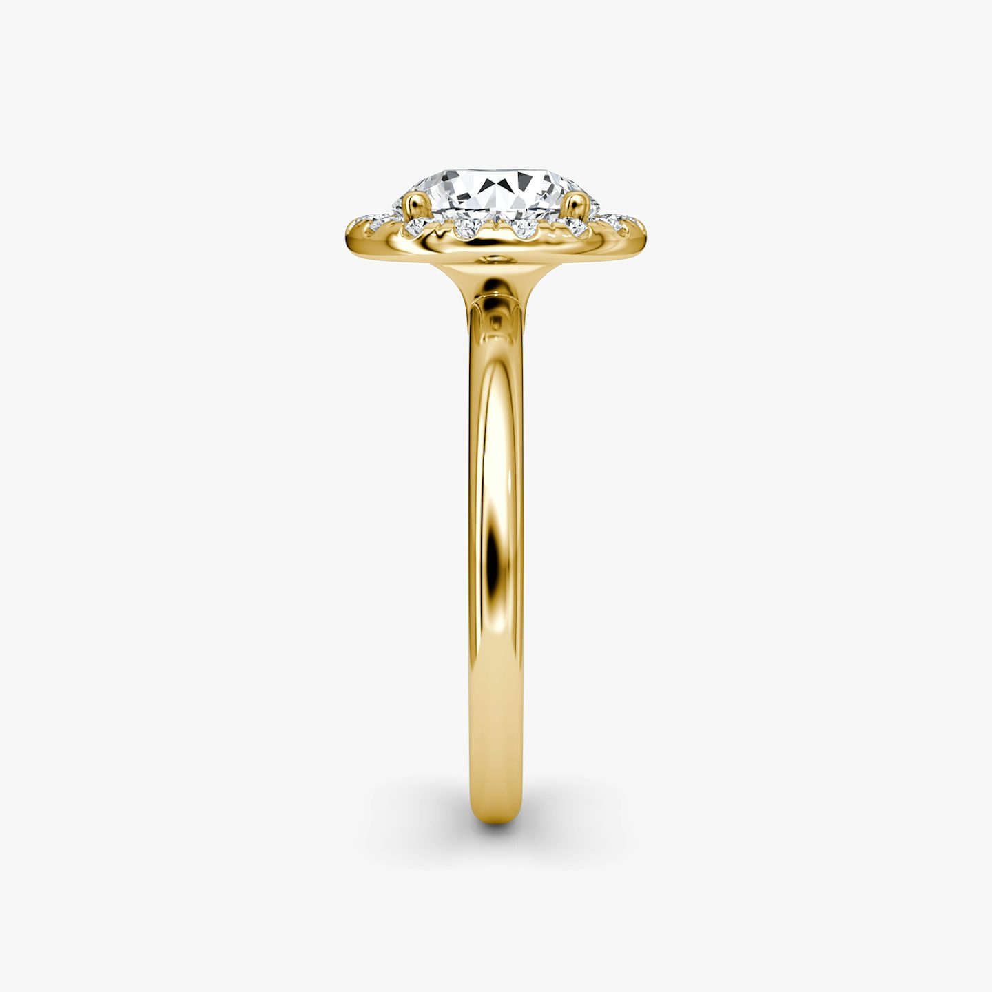 The Halo | Round Brilliant | 18k | Yellow Gold | bandAccent: Plain | caratWeight: other | haloSize: large | diamondOrientation: vertical