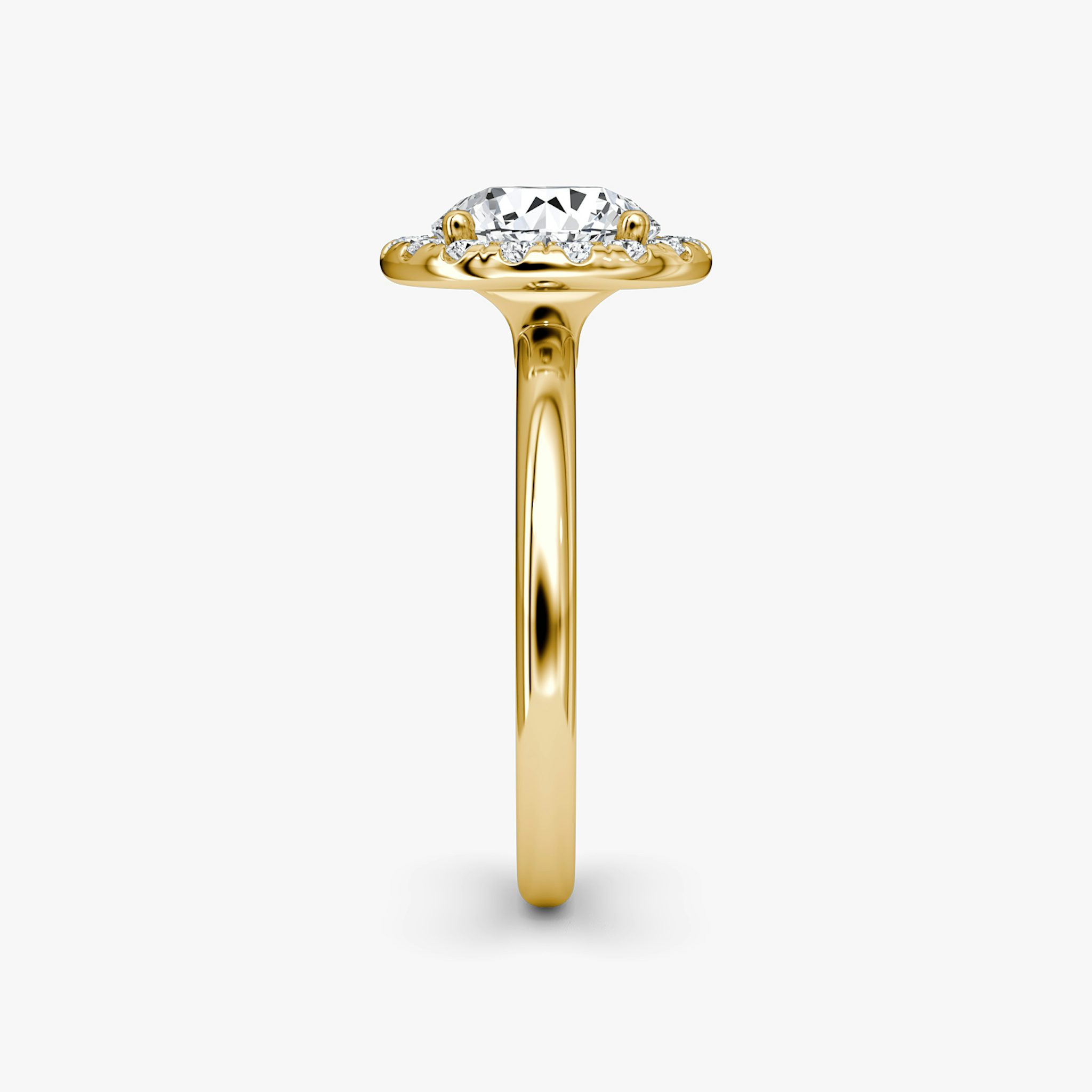 The Halo | Round Brilliant | 18k | Yellow Gold | bandAccent: Plain | caratWeight: 1.5ct | haloSize: large | diamondOrientation: vertical