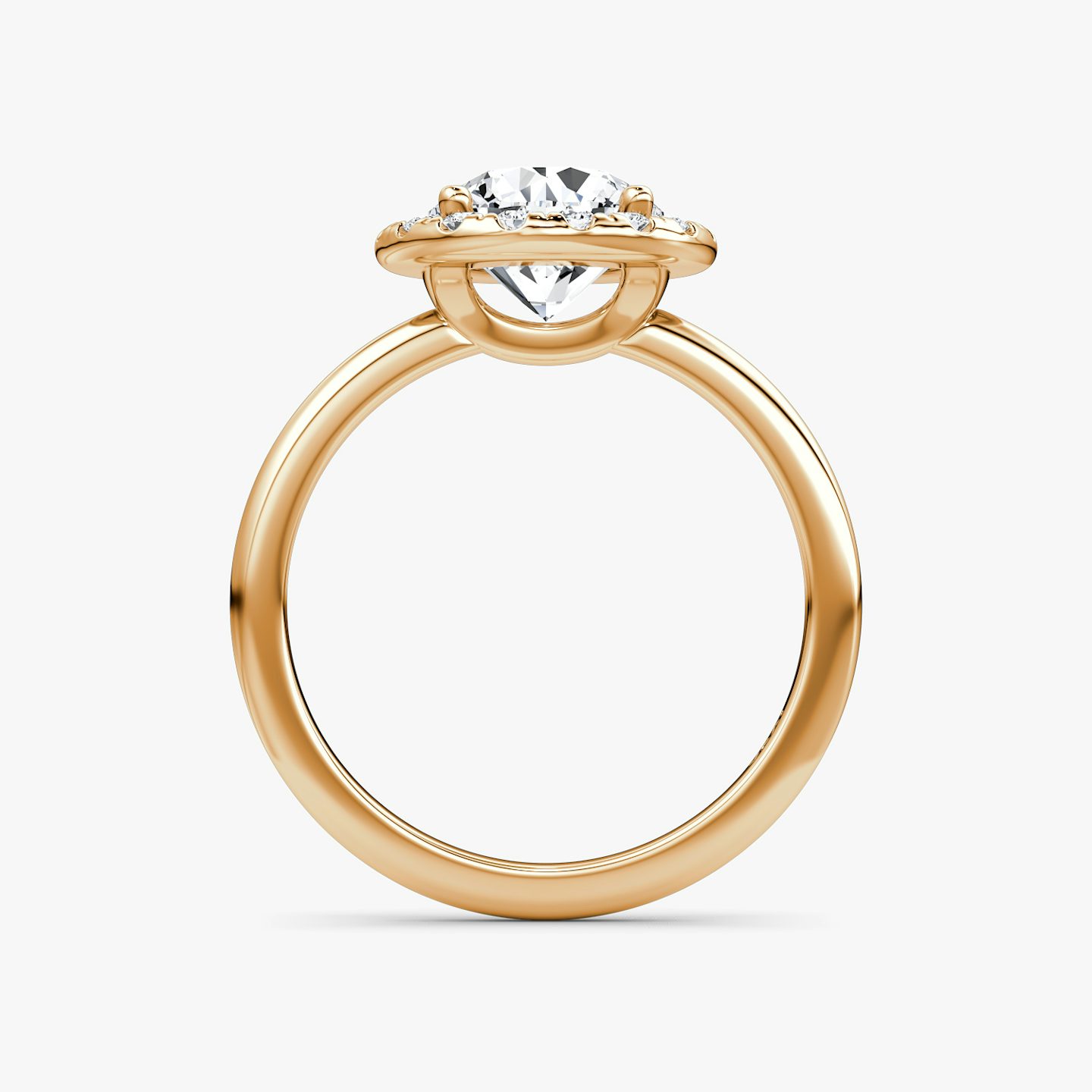 The Halo | Round Brilliant | 14k | Rose Gold | bandAccent: Plain | caratWeight: 1.5ct | haloSize: large | diamondOrientation: vertical
