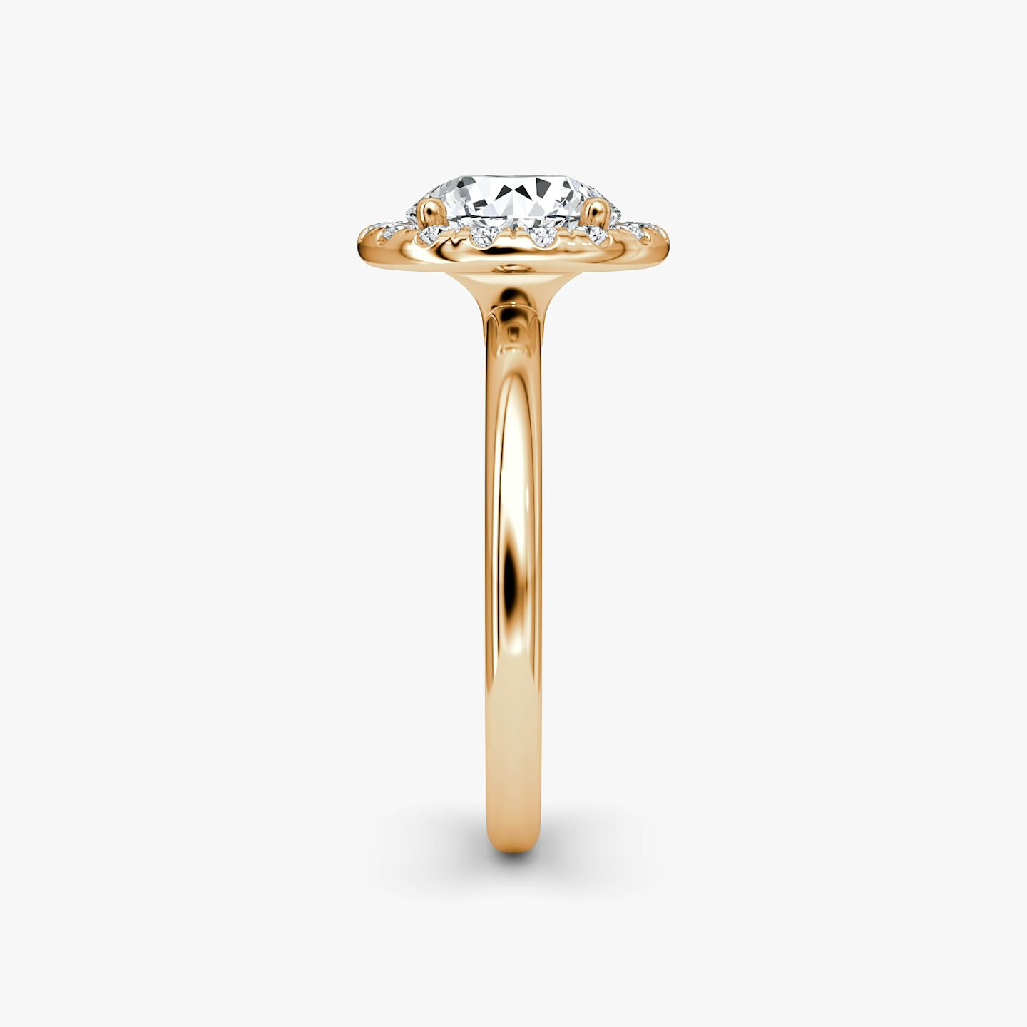 The Halo | Round Brilliant | 14k | Rose Gold | bandAccent: Plain | caratWeight: 1.5ct | haloSize: large | diamondOrientation: vertical