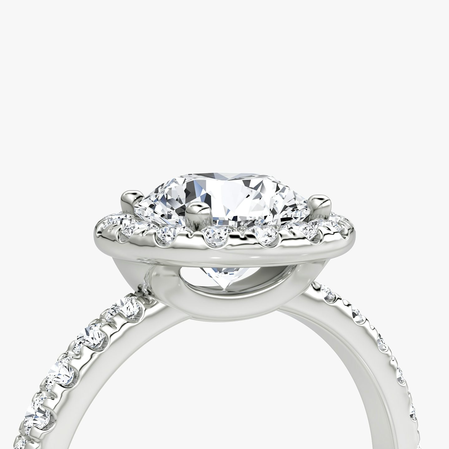Halo | Rund | 18k | Weißgold | bandAccent: Mit Pavé-Besatz | caratWeight: 1.0ct | haloSize: large | diamondOrientation: vertical