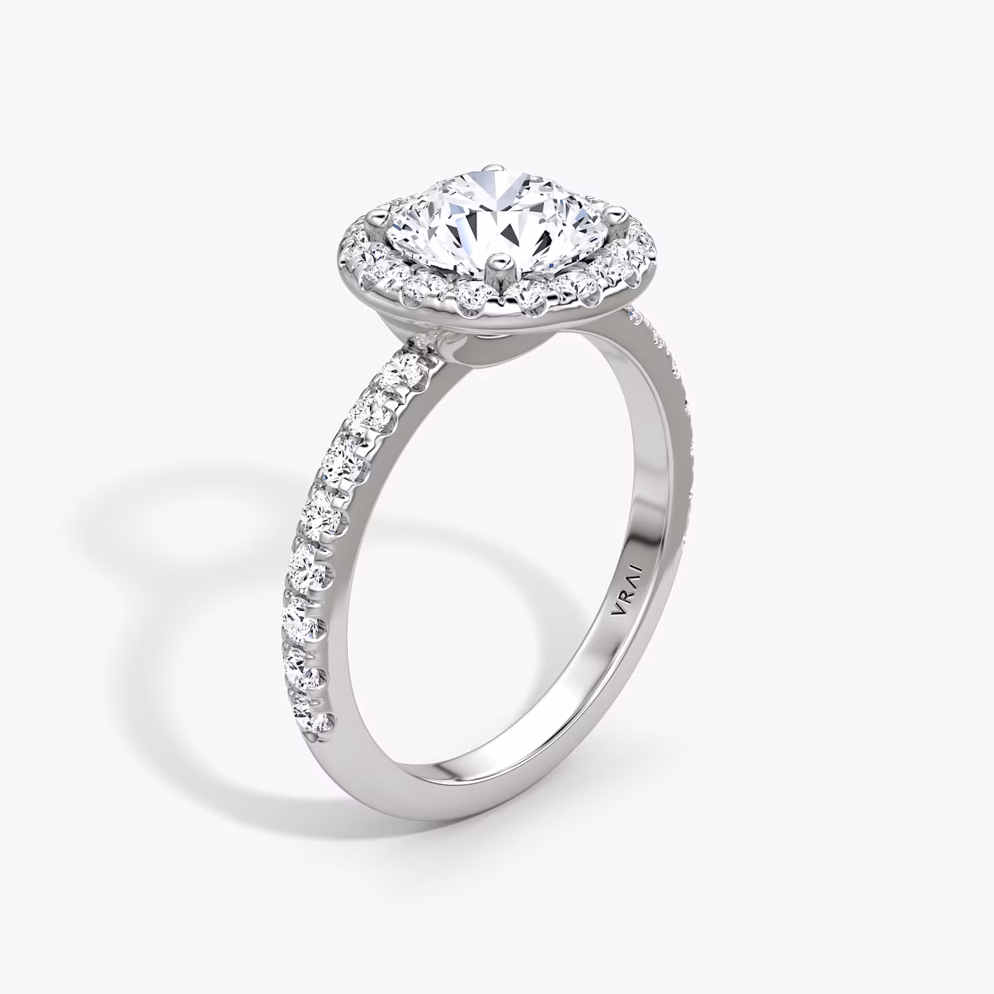 Halo | Rund | 18k | Weißgold | bandAccent: Mit Pavé-Besatz | caratWeight: 1.0ct | haloSize: large | diamondOrientation: vertical