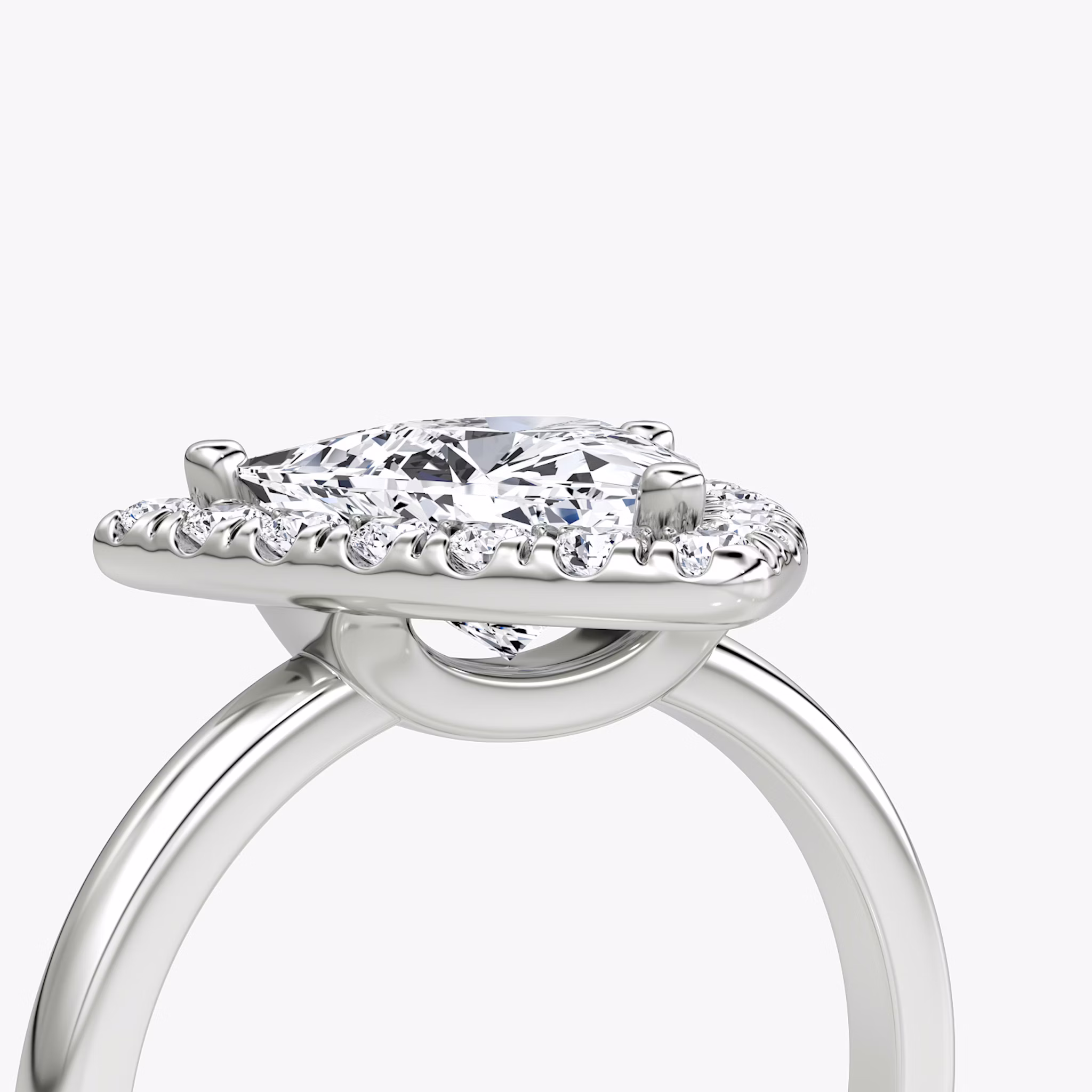 The Halo | Trillion | 18k | White Gold | bandAccent: Plain | haloSize: large | diamondOrientation: vertical | caratWeight: other