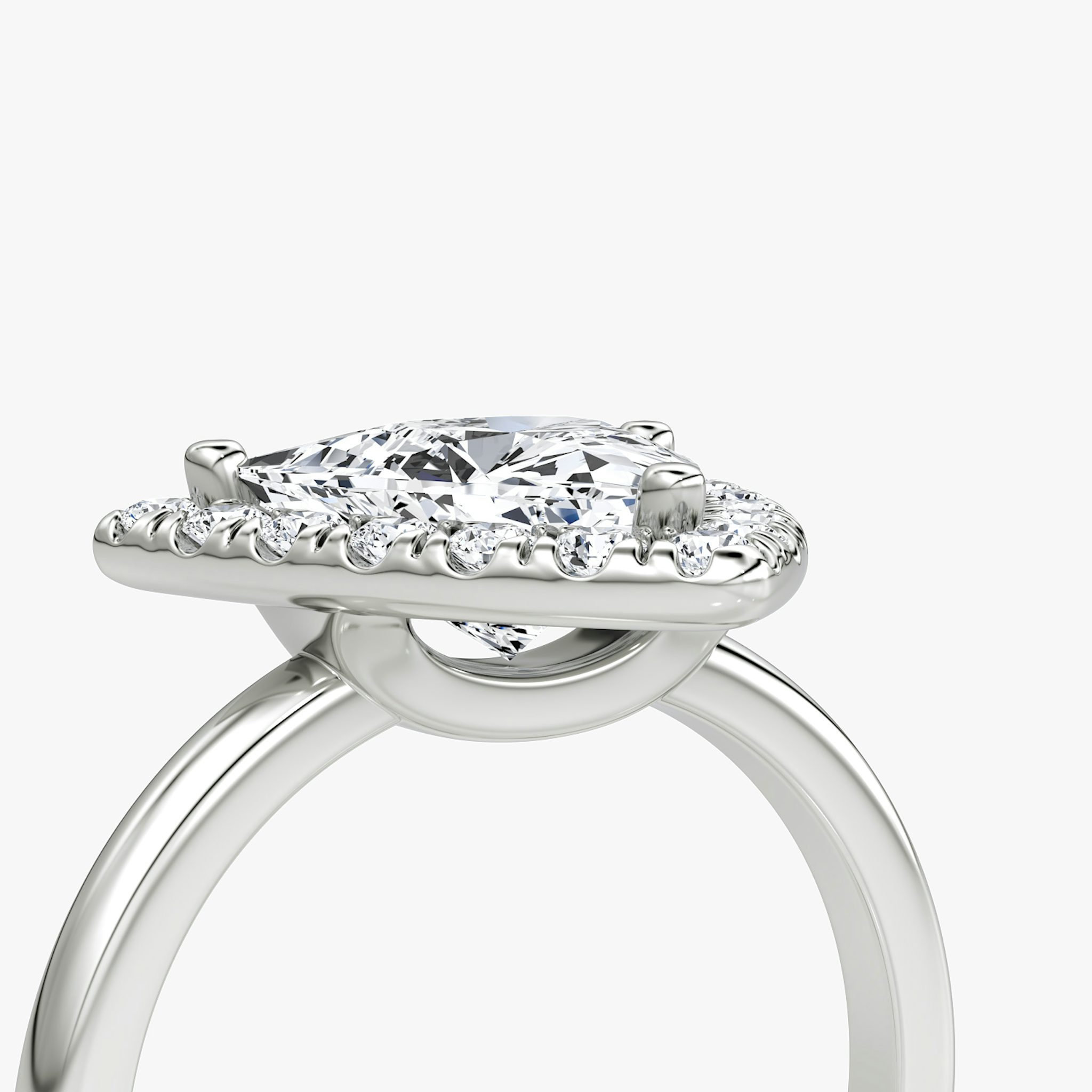 The Halo | Trillion | 18k | White Gold | bandAccent: Plain | haloSize: large | diamondOrientation: vertical | caratWeight: other