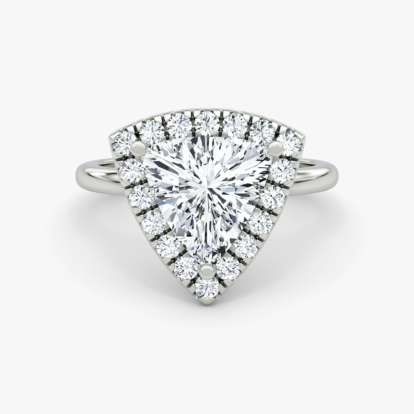 The Halo | Trillion | 18k | White Gold | bandAccent: Plain | haloSize: large | diamondOrientation: vertical | caratWeight: other