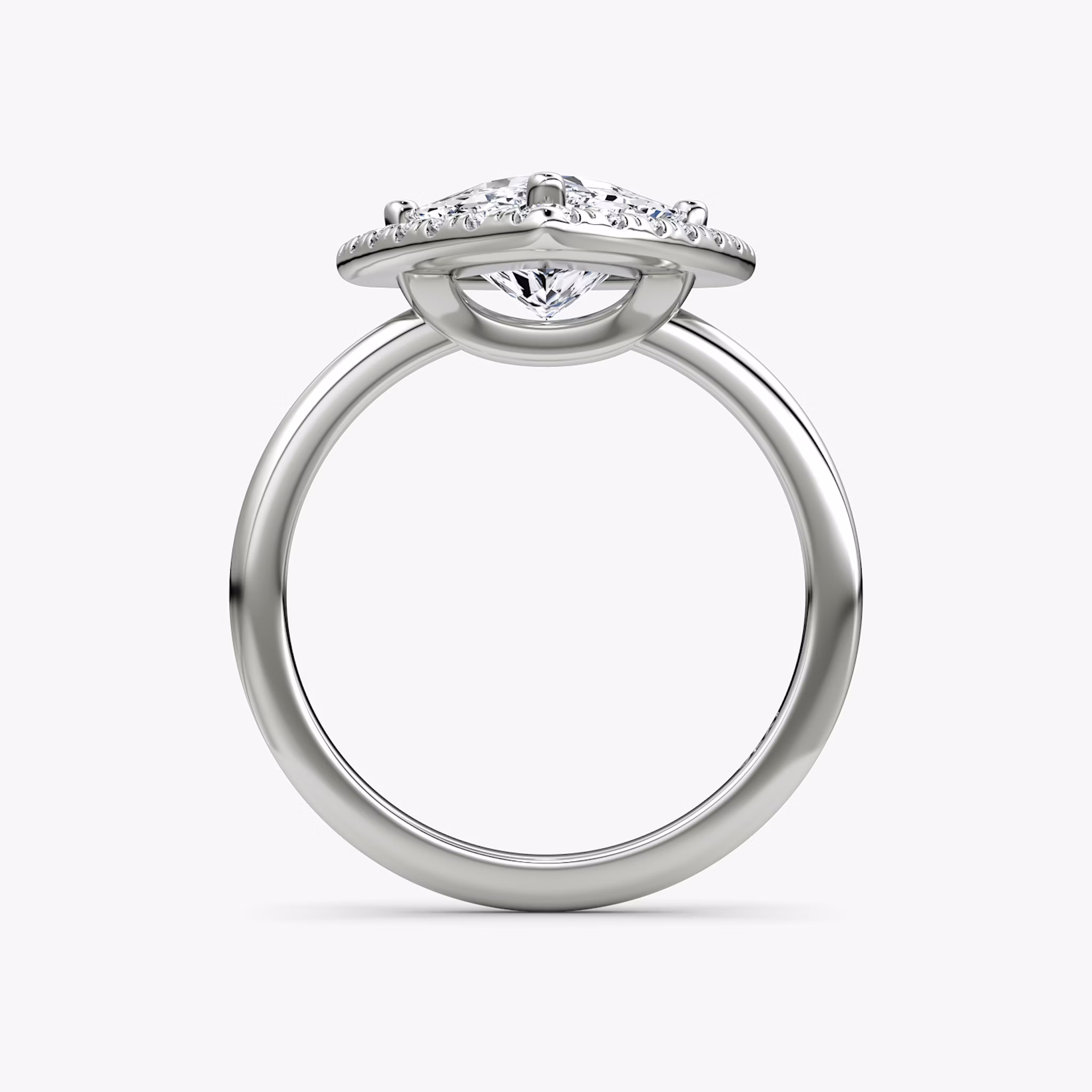 The Halo | Trillion | 18k | White Gold | bandAccent: Plain | haloSize: large | diamondOrientation: vertical | caratWeight: other