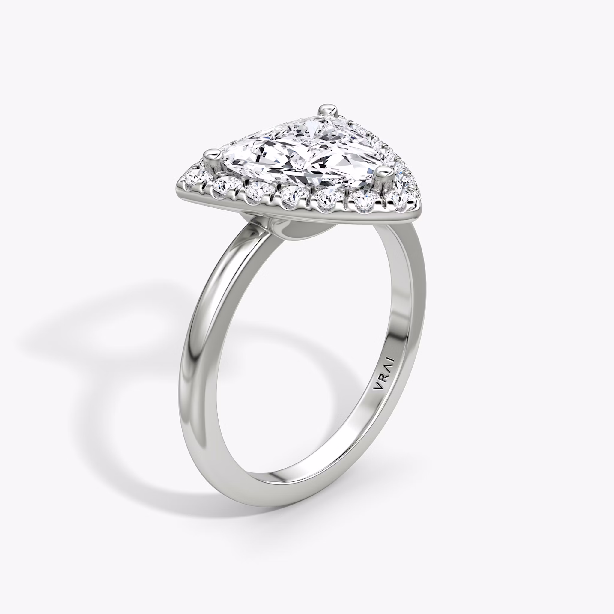 The Halo | Trillion | 18k | White Gold | bandAccent: Plain | haloSize: large | diamondOrientation: vertical | caratWeight: other