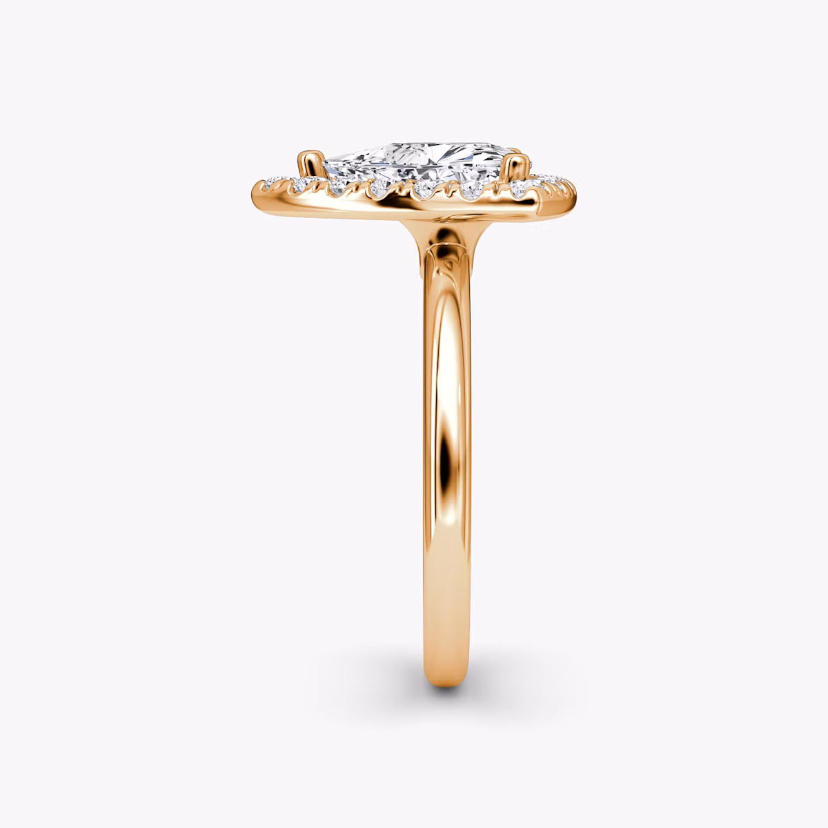 The Halo | Trillion | 14k | Rose Gold | bandAccent: Plain | haloSize: large | diamondOrientation: vertical | caratWeight: other