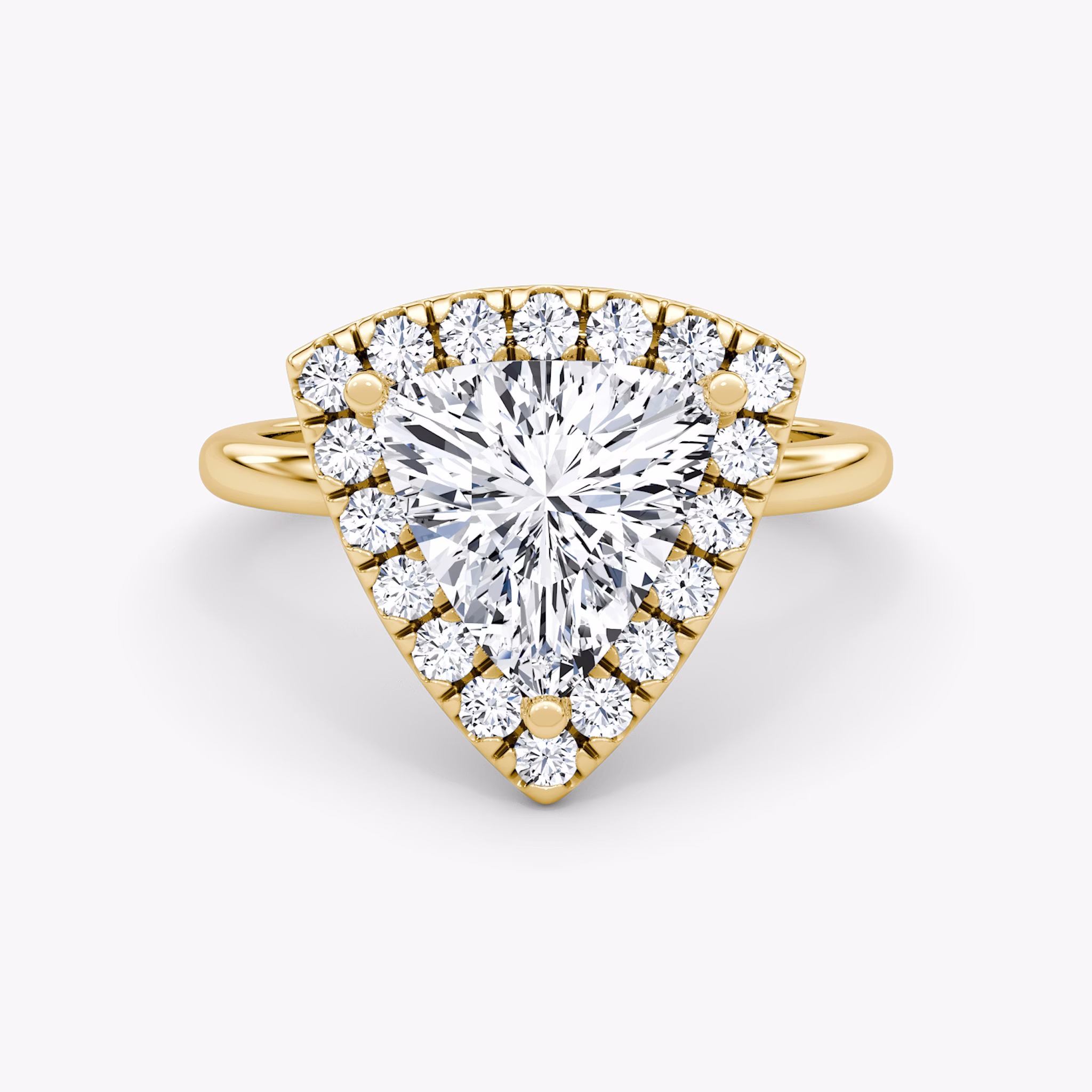 The Halo | Trillion | 18k | Yellow Gold | bandAccent: Plain | haloSize: large | diamondOrientation: vertical | caratWeight: other