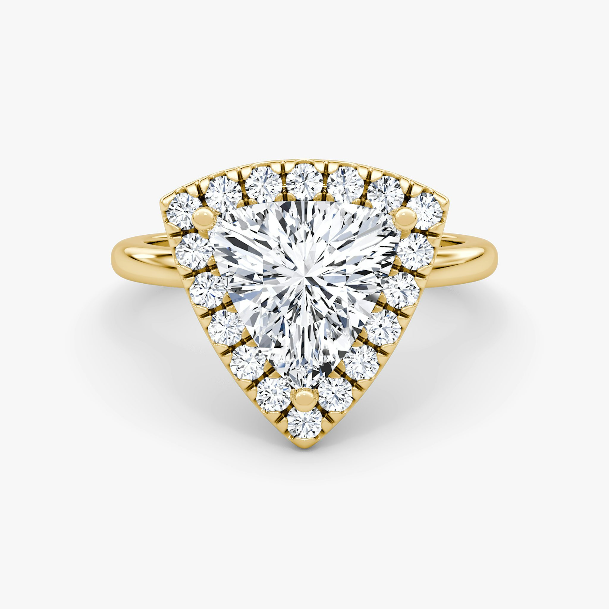 The Halo | Trillion | 18k | Yellow Gold | bandAccent: Plain | haloSize: large | diamondOrientation: vertical | caratWeight: other