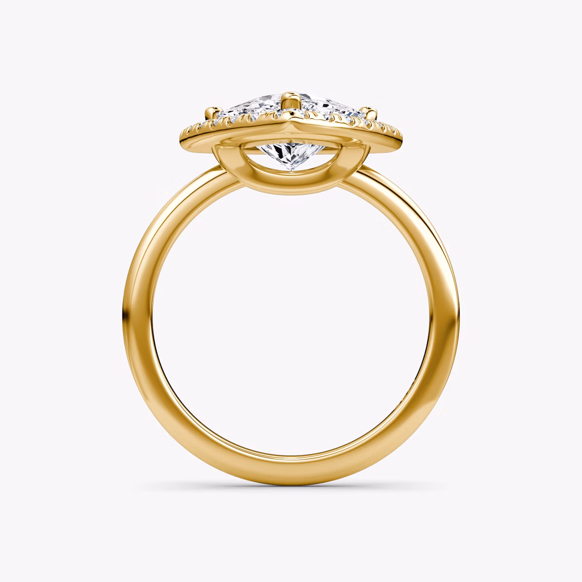 The Halo | Trillion | 18k | Yellow Gold | bandAccent: Plain | haloSize: large | diamondOrientation: vertical | caratWeight: other