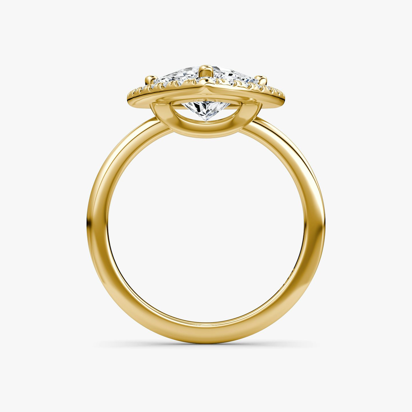 Anillo de compromiso Halo | Trillón | 18k | Oro amarillo | bandAccent: Simple | haloSize: large | diamondOrientation: vertical | caratWeight: other