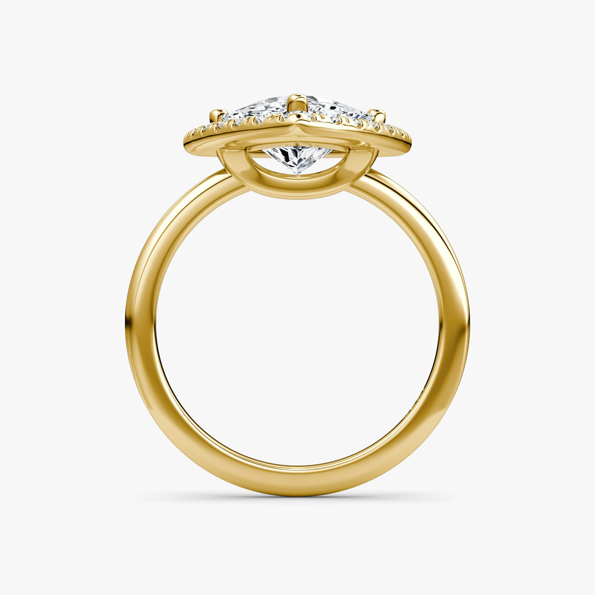 The Halo | Trillion | 18k | Yellow Gold | bandAccent: Plain | haloSize: large | diamondOrientation: vertical | caratWeight: other