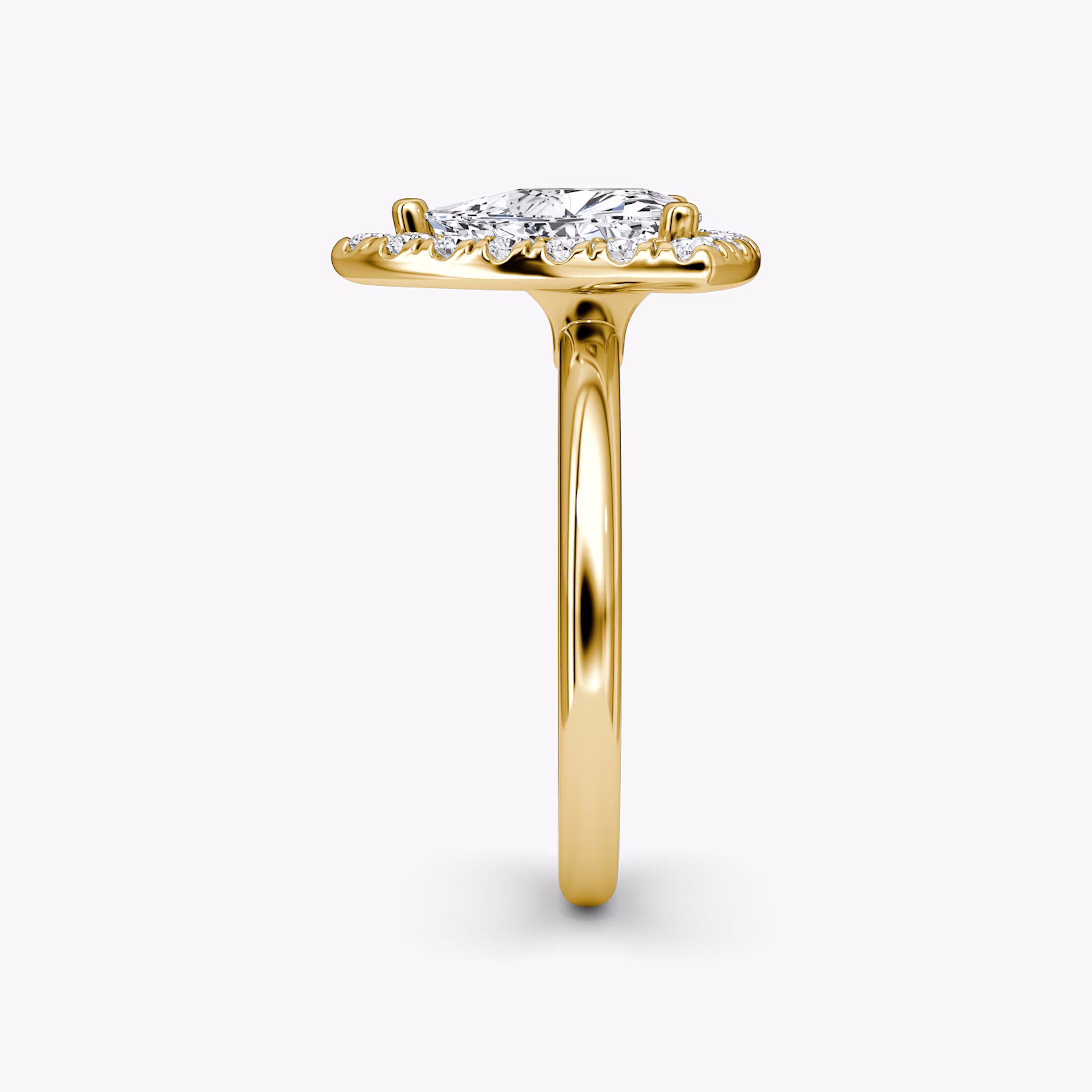 The Halo | Trillion | 18k | Yellow Gold | bandAccent: Plain | haloSize: large | diamondOrientation: vertical | caratWeight: other