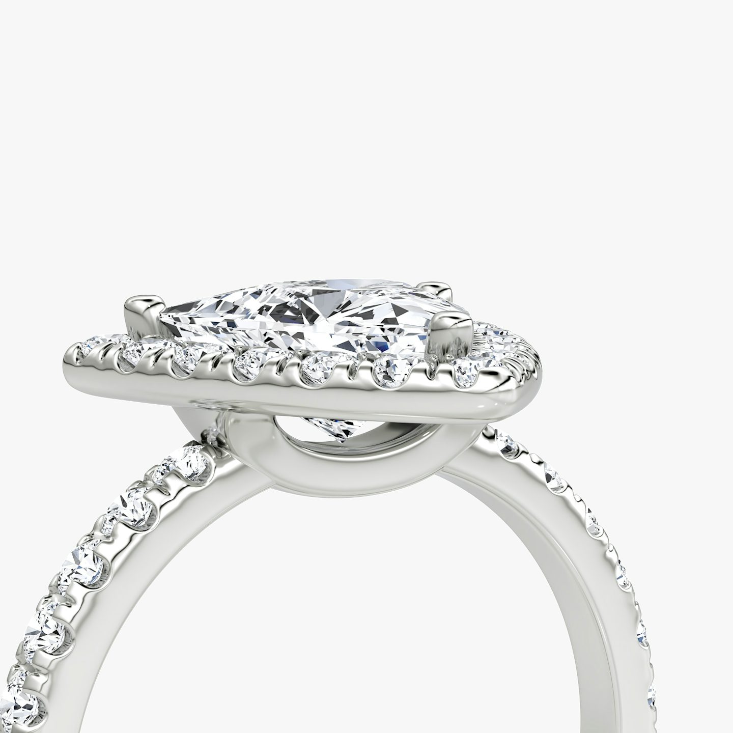 The Halo | Trillion | Platinum | bandAccent: Pavé | haloSize: large | diamondOrientation: vertical | caratWeight: other