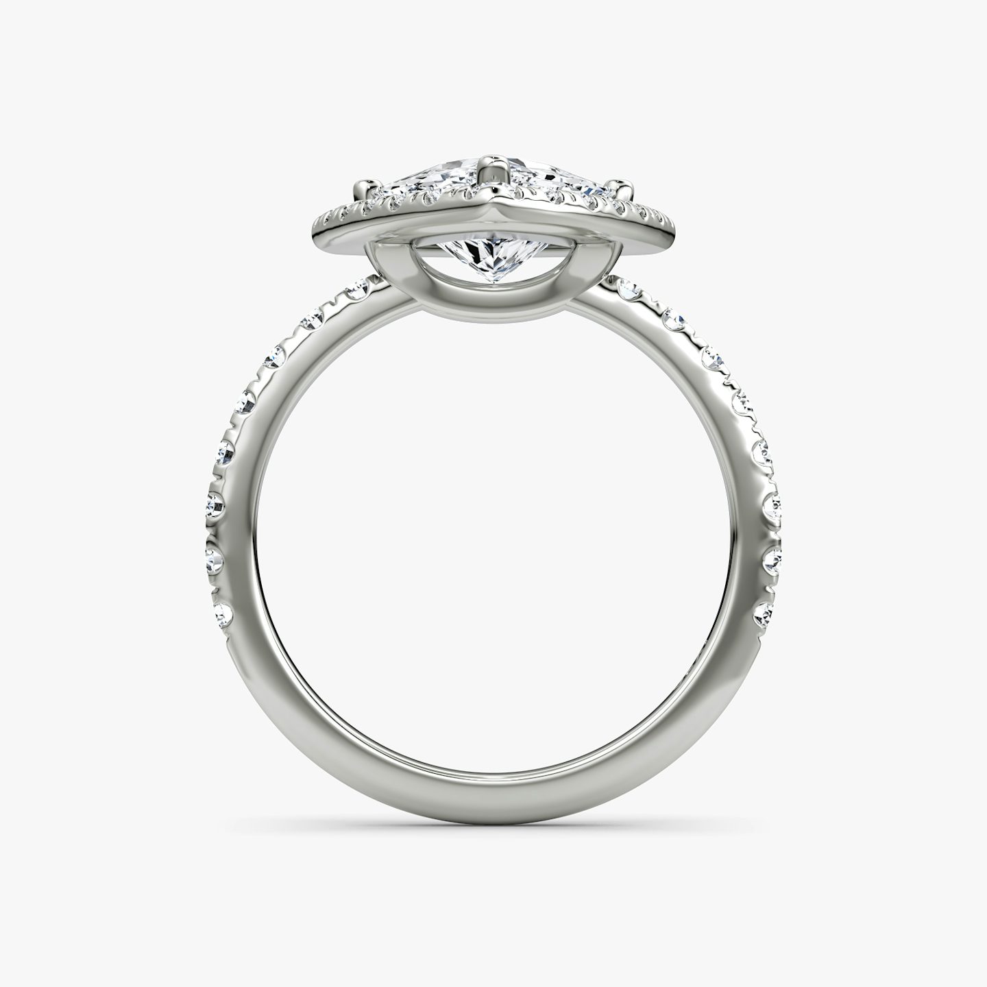 The Halo | Trillion | Platinum | bandAccent: Pavé | haloSize: large | diamondOrientation: vertical | caratWeight: other