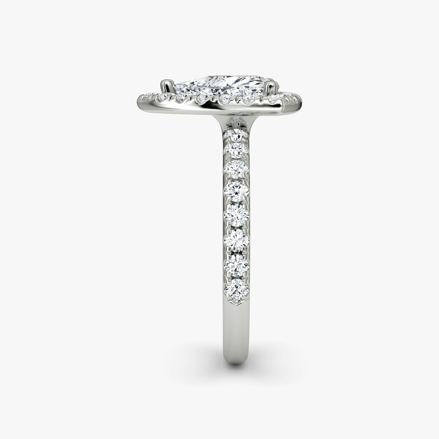 The Halo | Trillion | Platinum | bandAccent: Pavé | haloSize: large | diamondOrientation: vertical | caratWeight: other