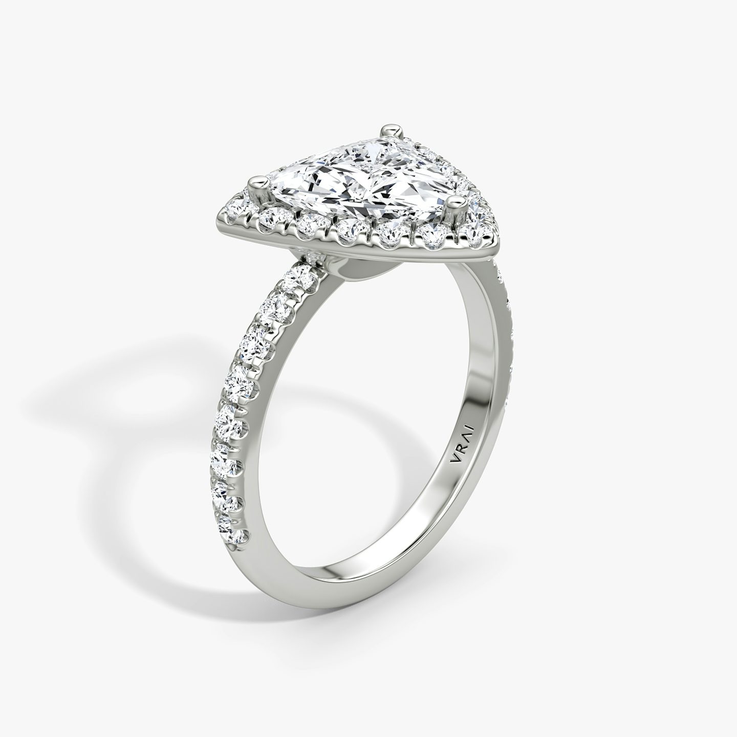 The Halo | Trillion | Platinum | bandAccent: Pavé | haloSize: large | diamondOrientation: vertical | caratWeight: other