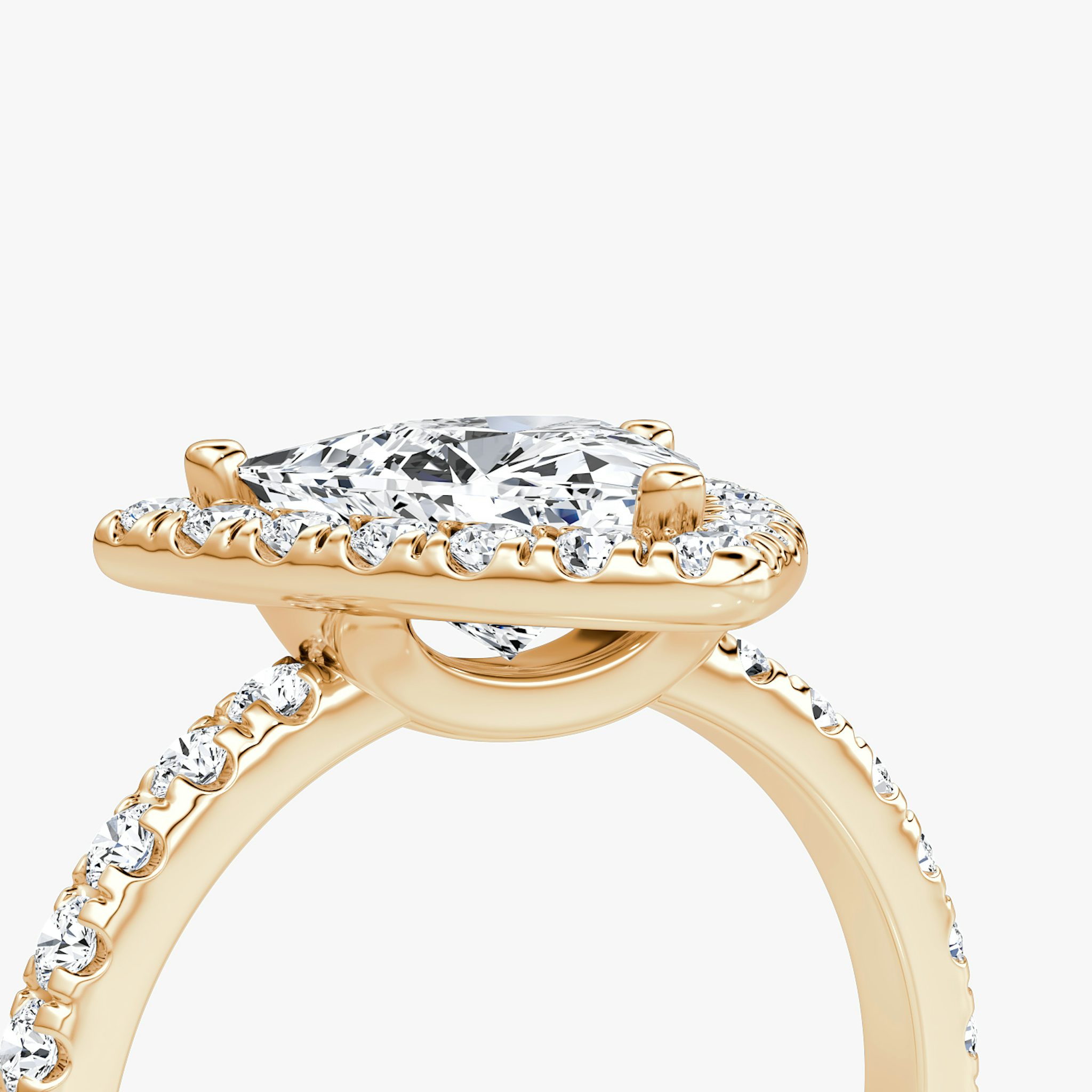 The Halo | Trillion | 14k | Rose Gold | bandAccent: Pavé | haloSize: large | diamondOrientation: vertical | caratWeight: other