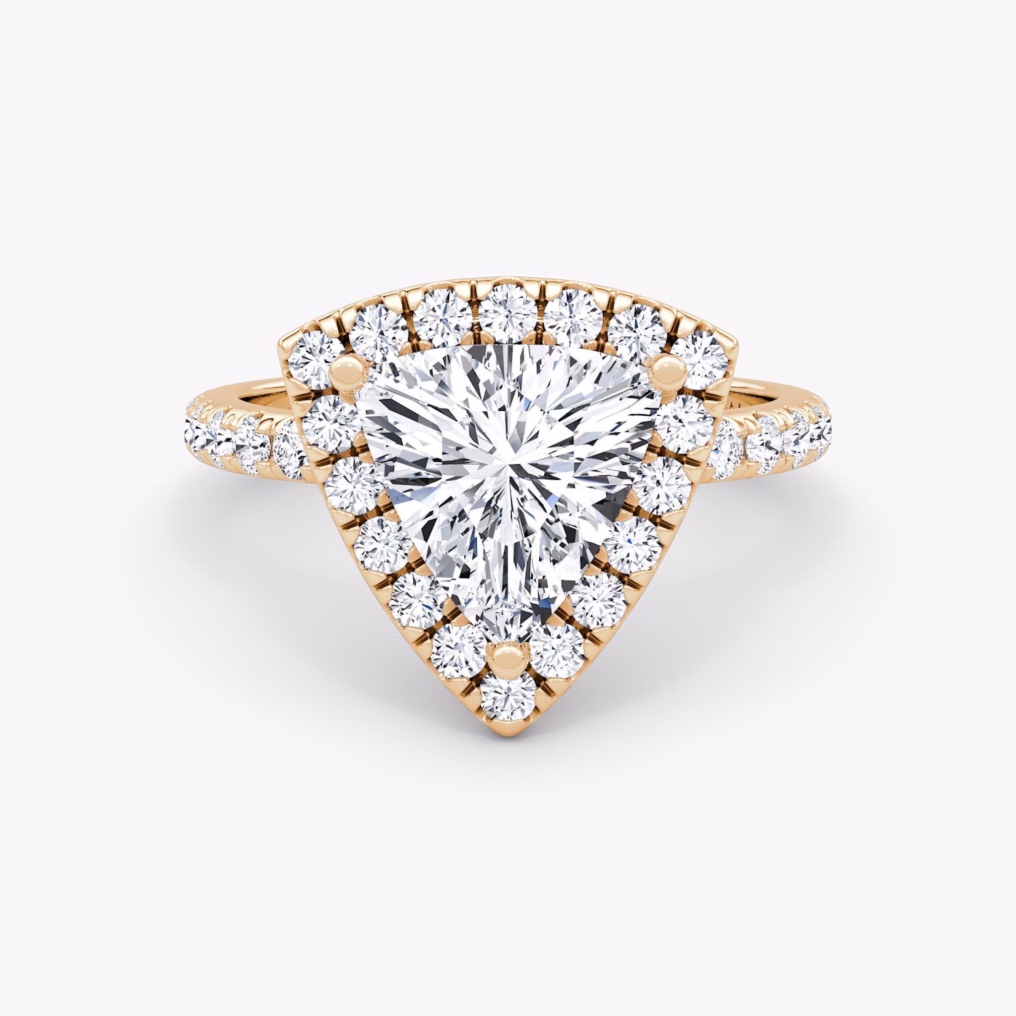 The Halo | Trillion | 14k | Rose Gold | bandAccent: Pavé | haloSize: large | diamondOrientation: vertical | caratWeight: other