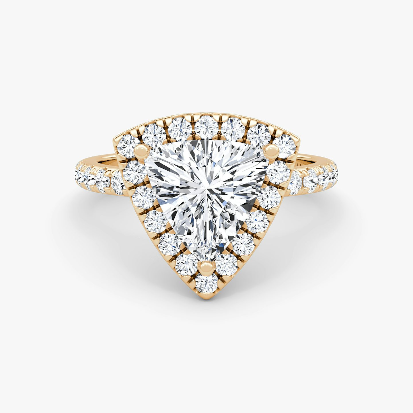 Halo | Trillant | 14k | Roségold | bandAccent: Mit Pavé-Besatz | haloSize: large | diamondOrientation: vertical | caratWeight: other